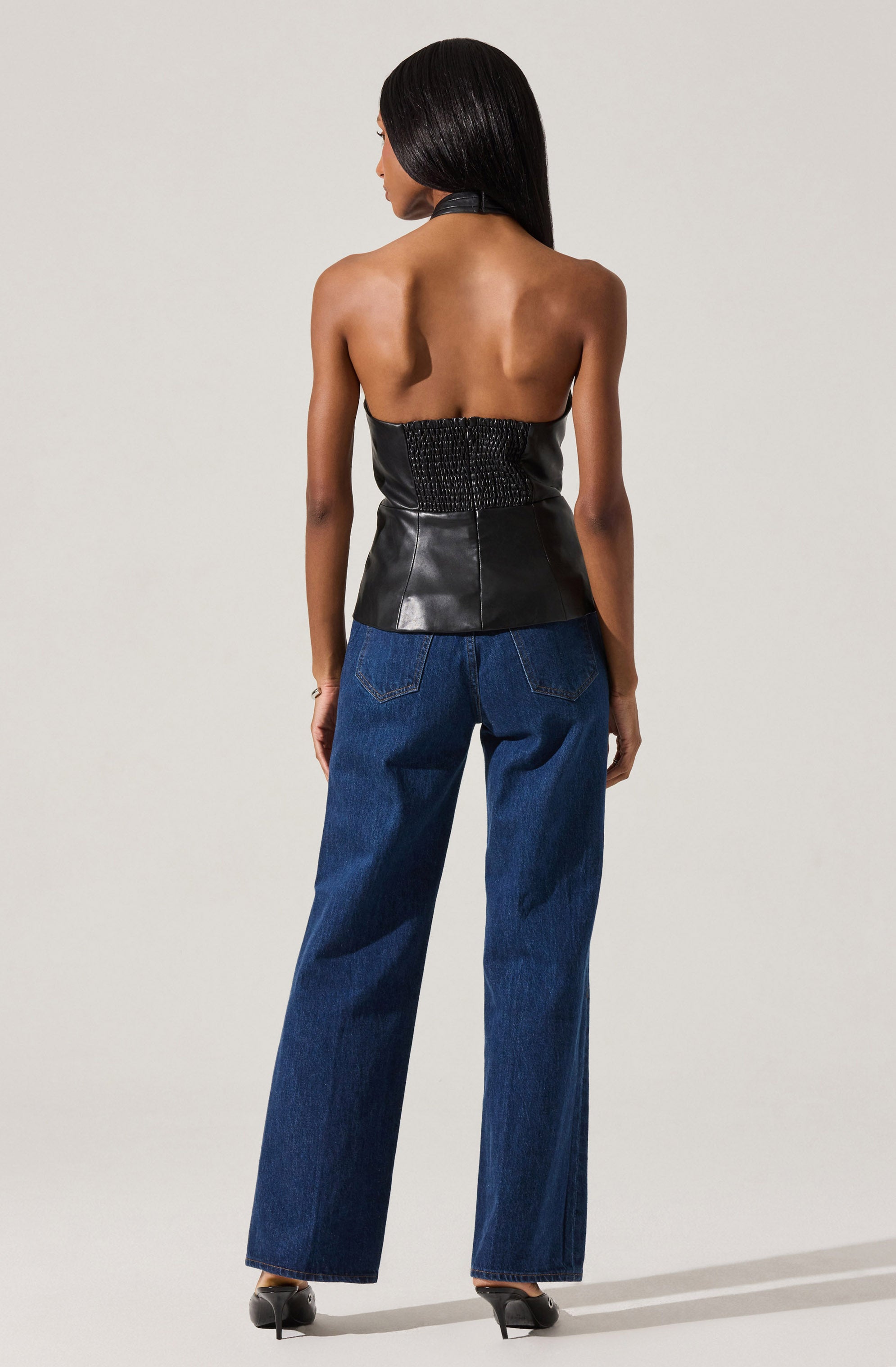 Yaritza Faux Leather Crossover Top