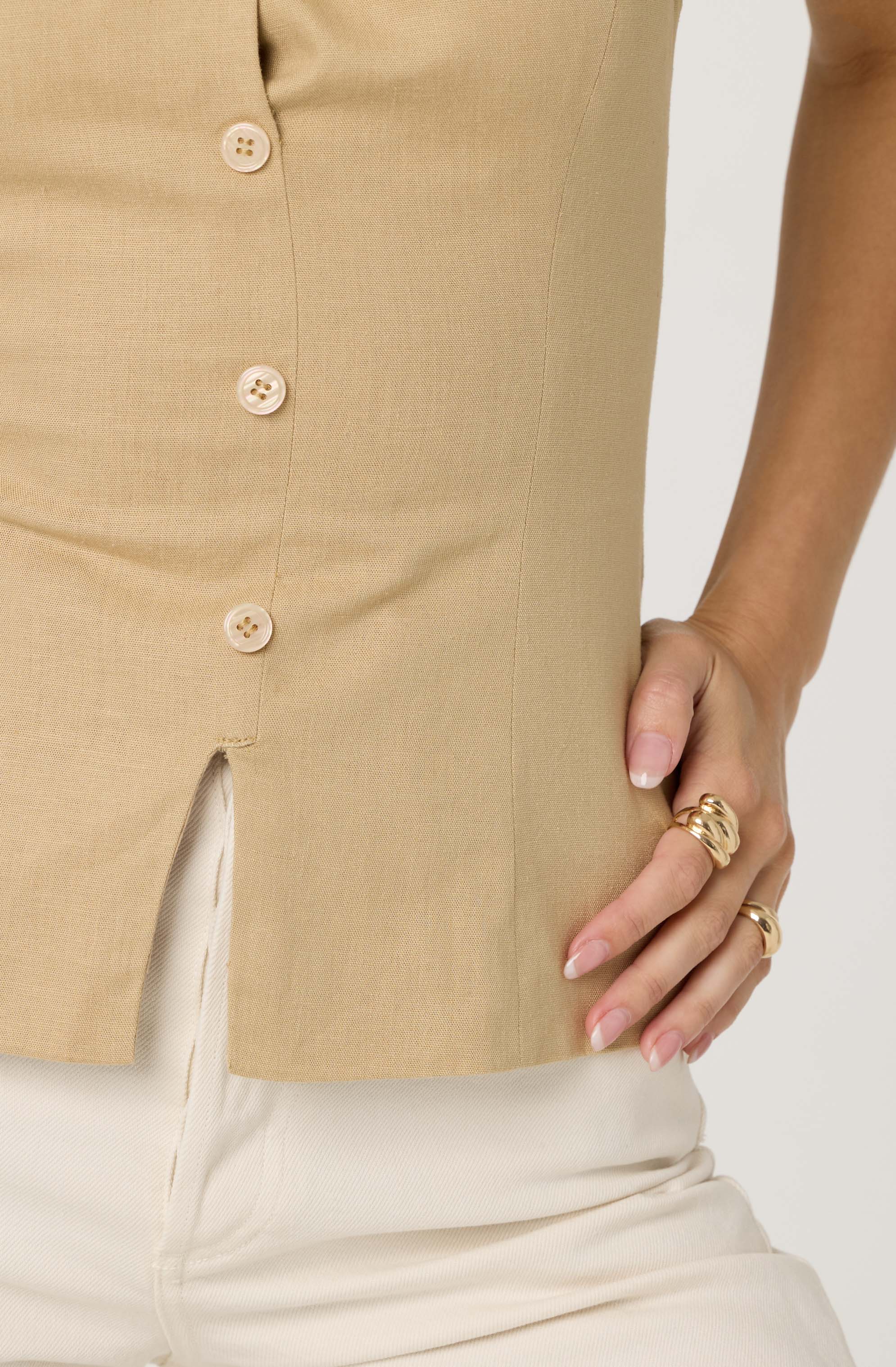 Yaritza Crossover Linen Blend Vest