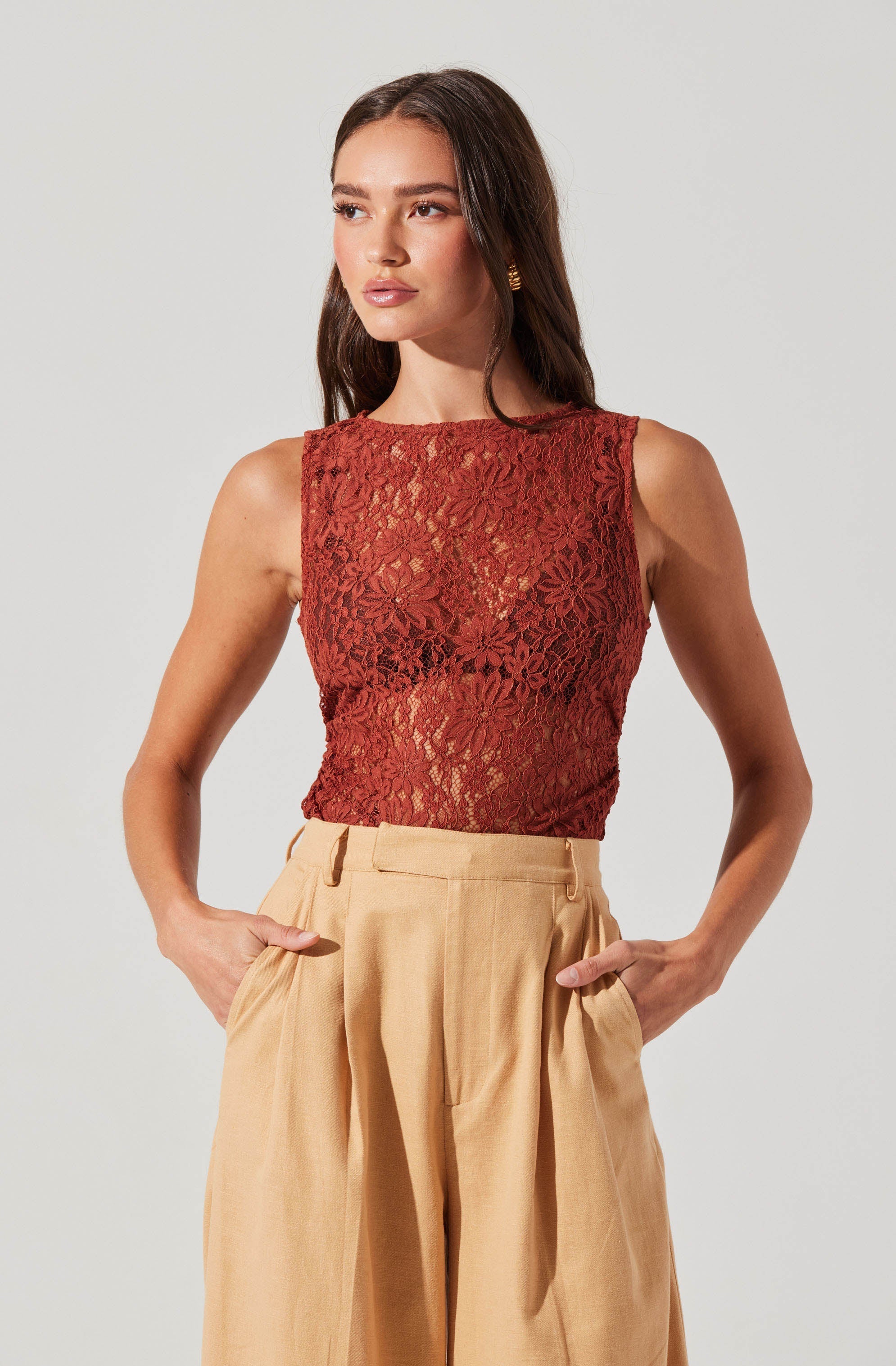 Kairi Lace High Neck Top