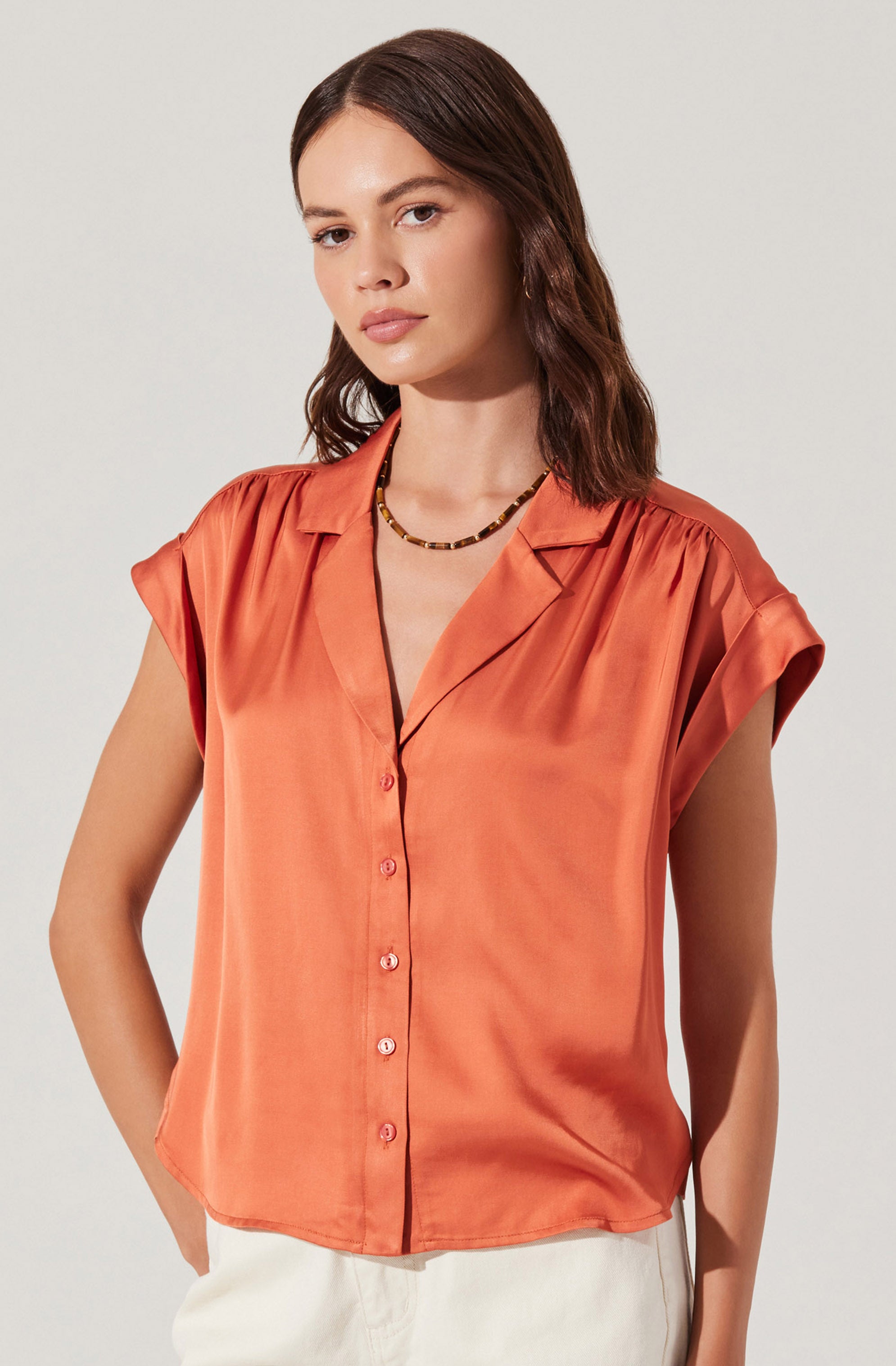 Callen Satin Button Up Top
