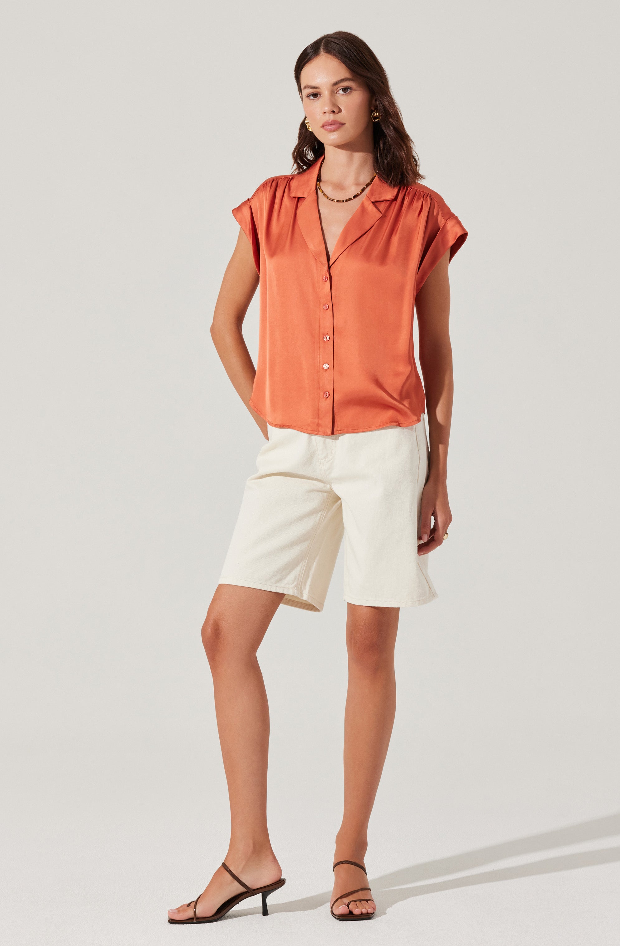 Callen Satin Button Up Top