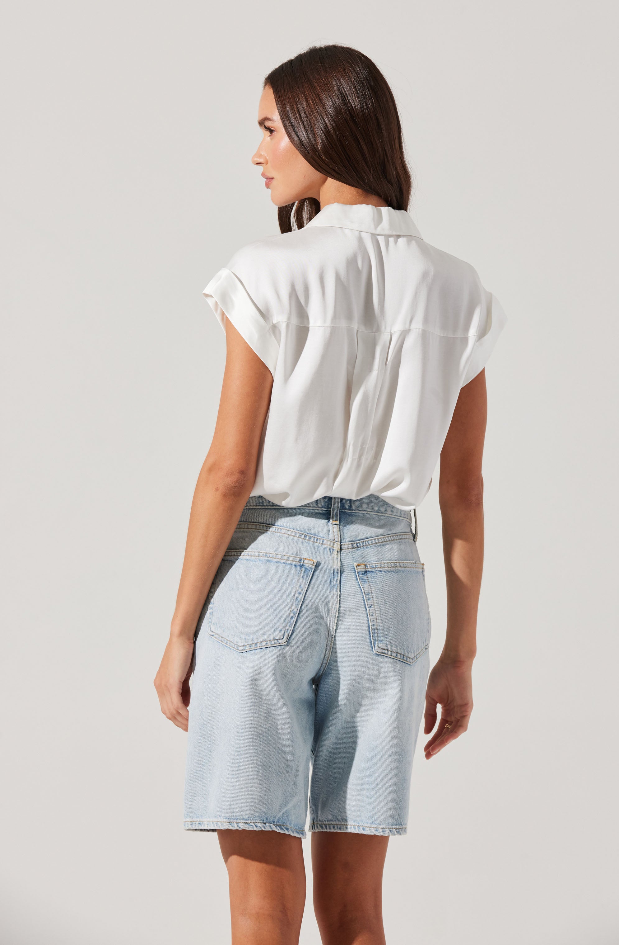 Callen Satin Button Up Top