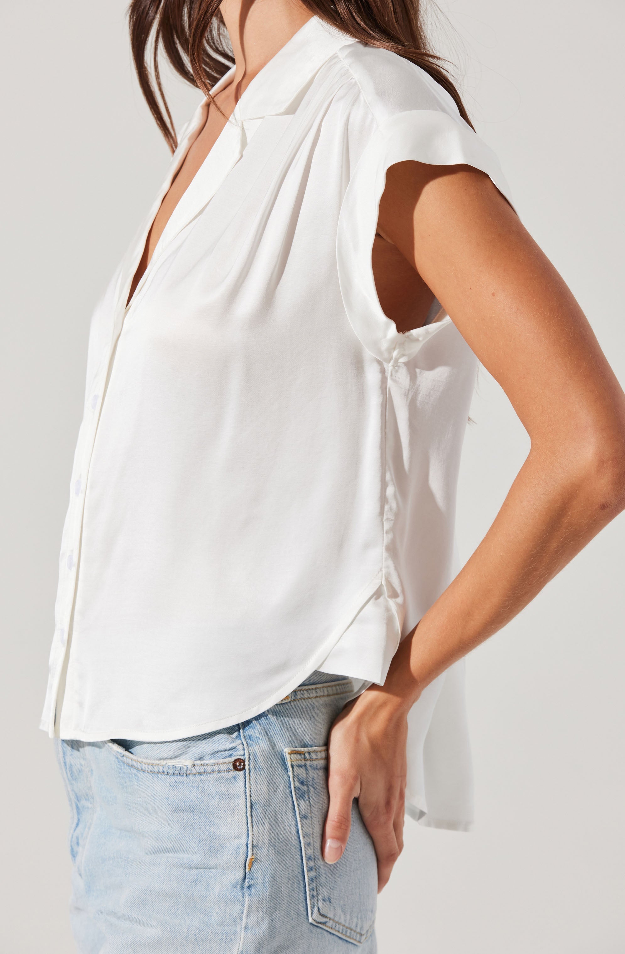 Callen Satin Button Up Top