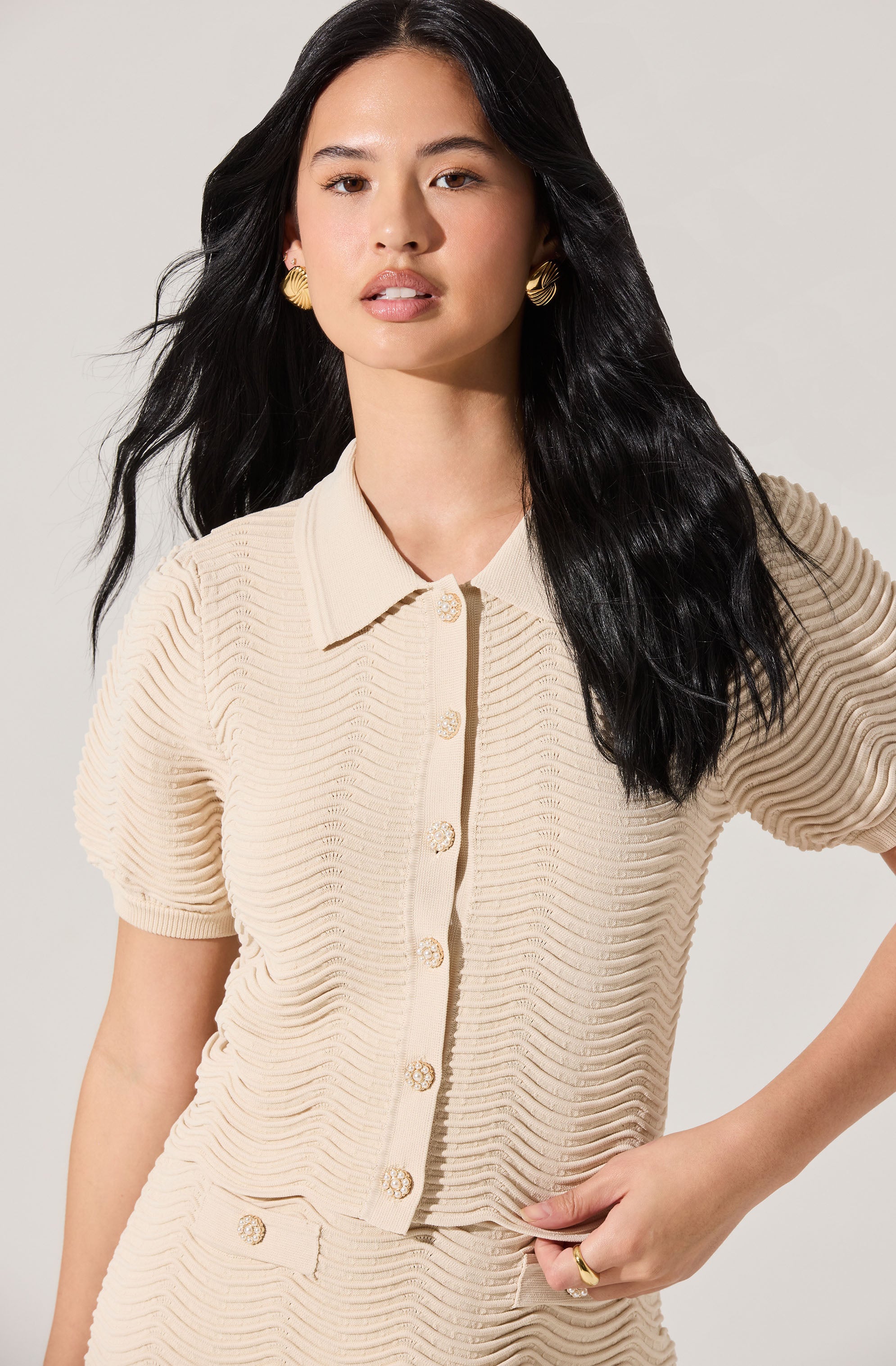 Perrine Scalloped Short Sleeve Cardigan