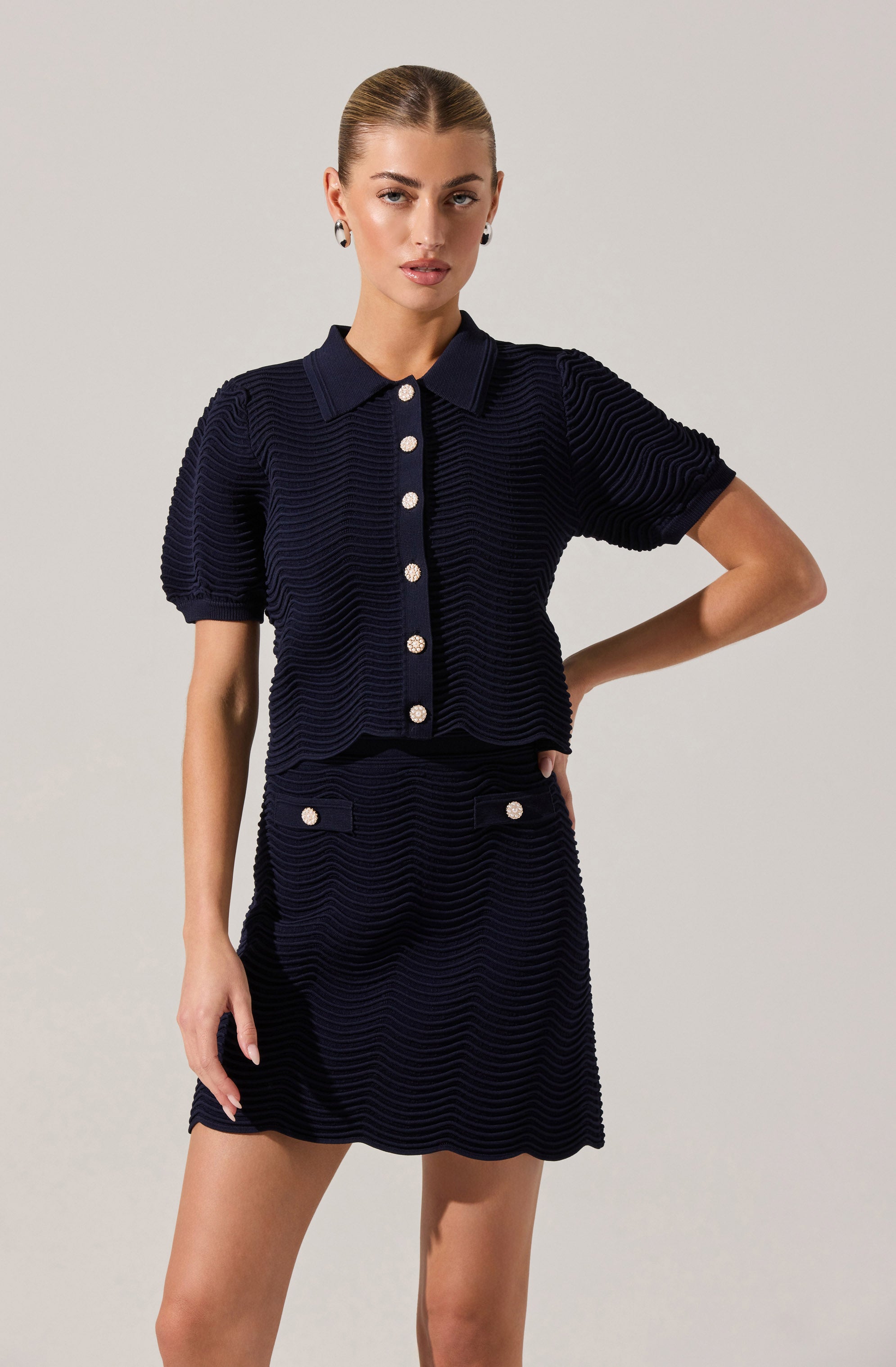 Perrine Scalloped Short Sleeve Cardigan