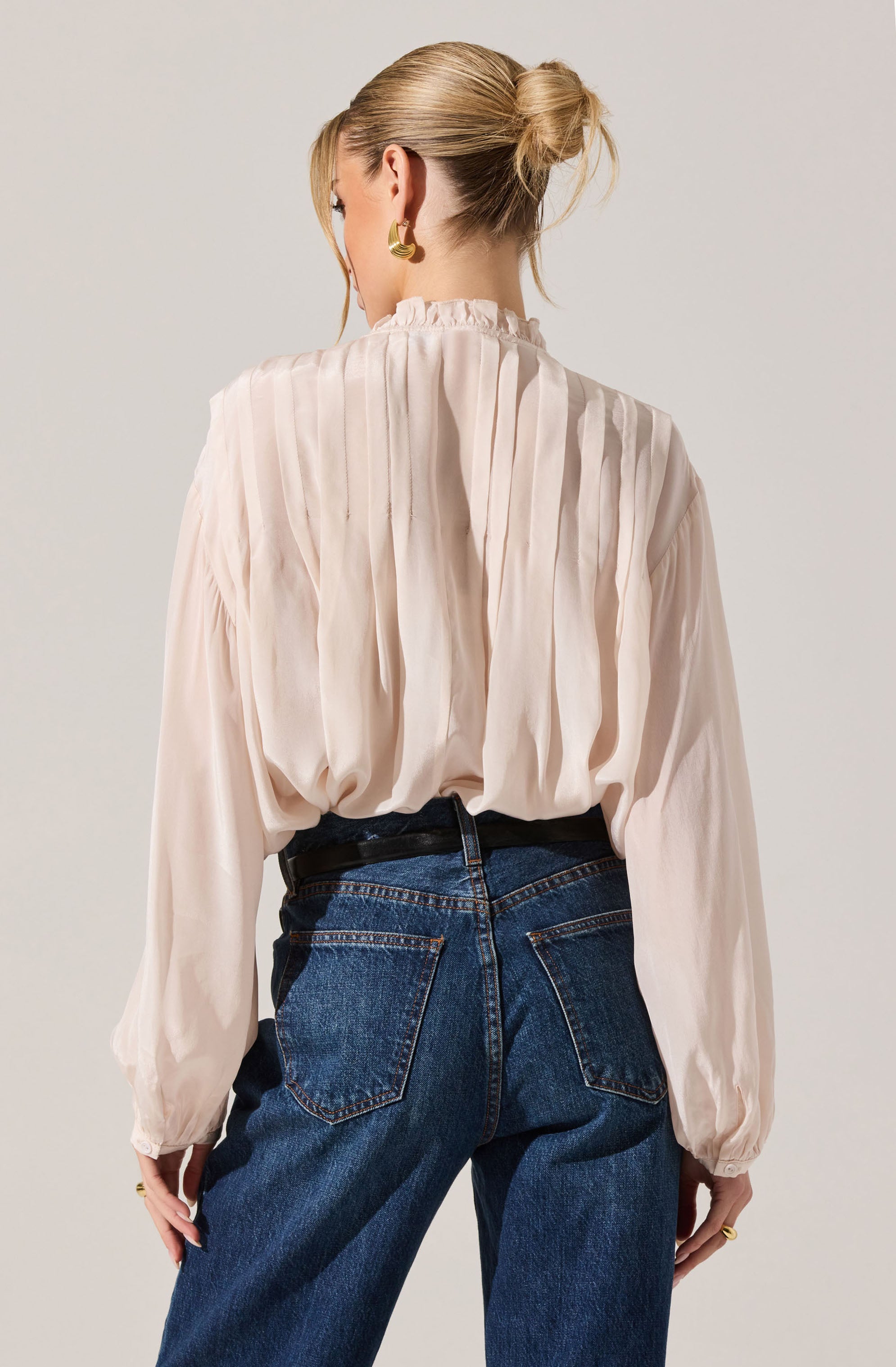 Ashton Pleated Ruffle Trim Top