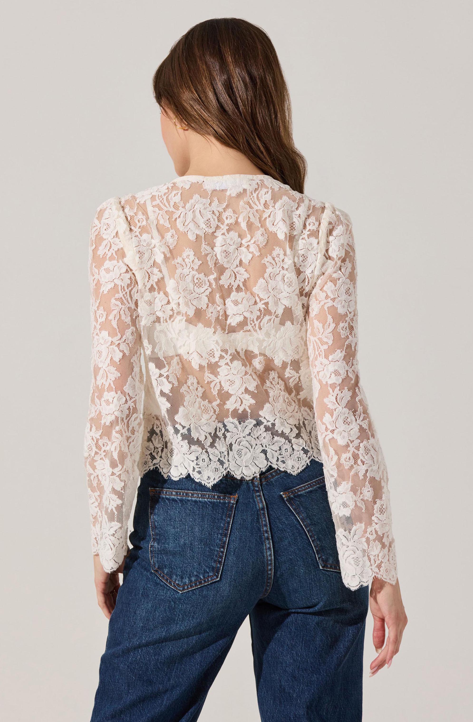 Antoinette Embellished Floral Lace Top