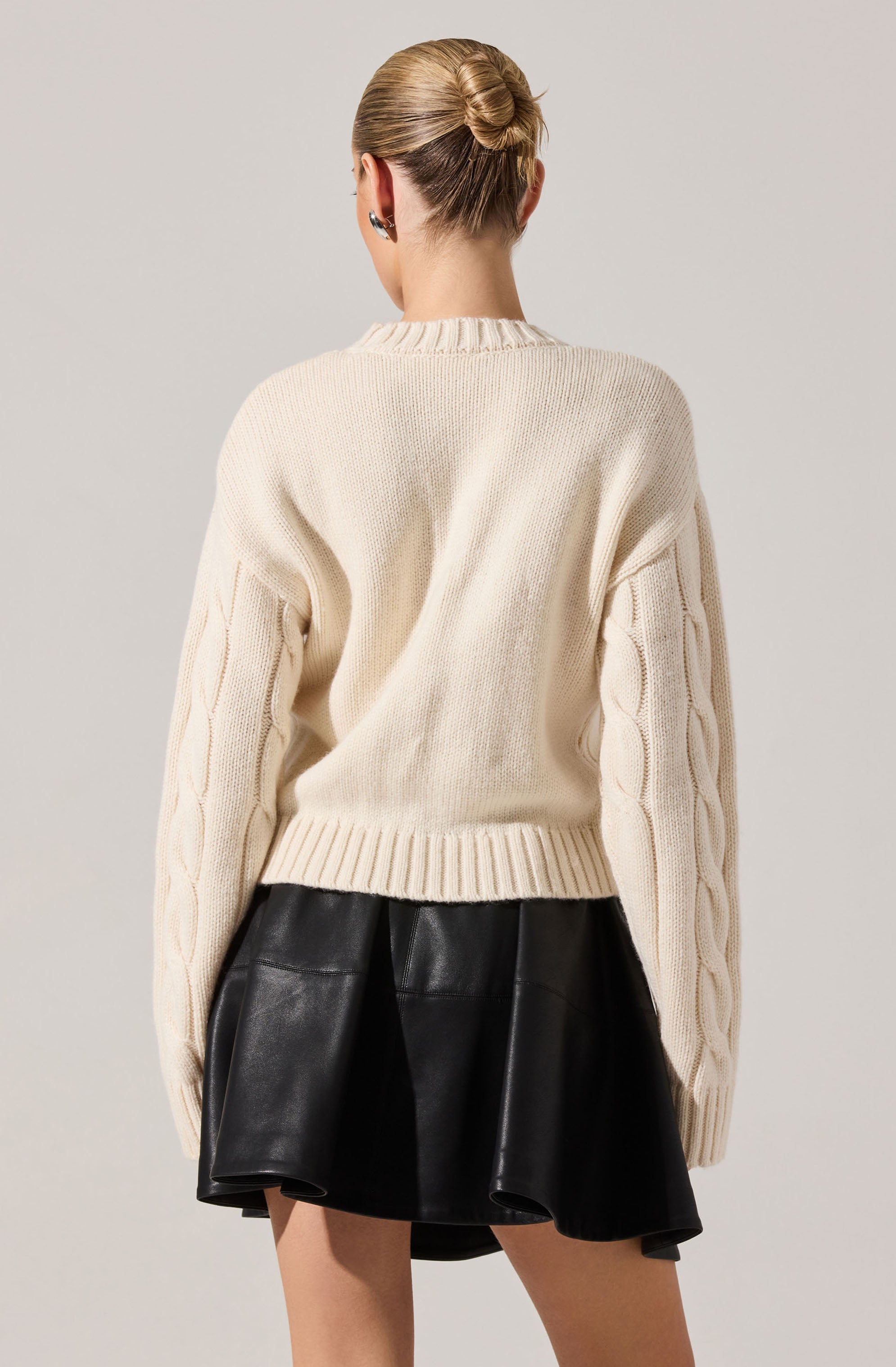 Pennina Pearl Embellished Cable Sweater