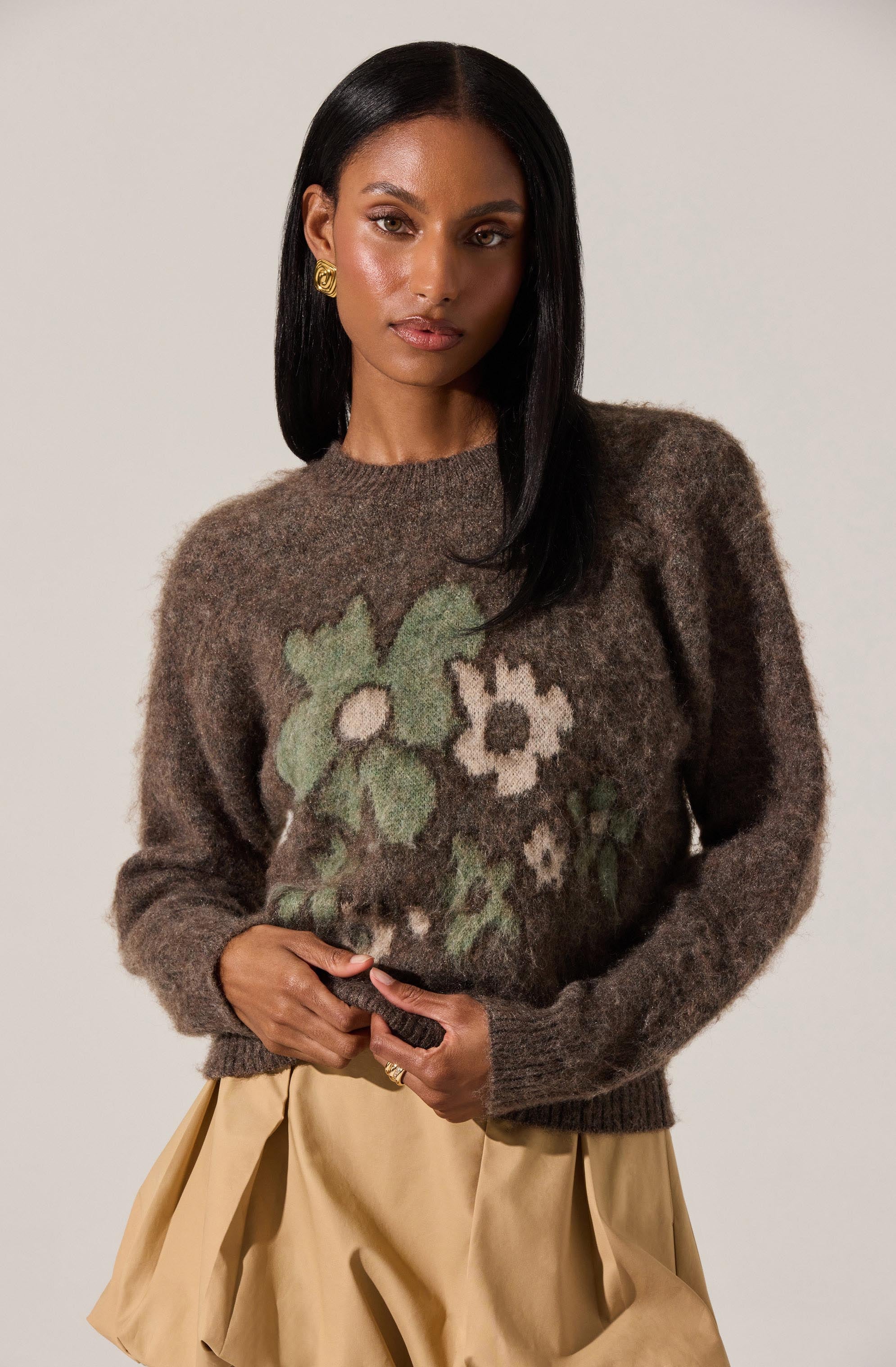 Conetta Brushed Knit Floral Sweater