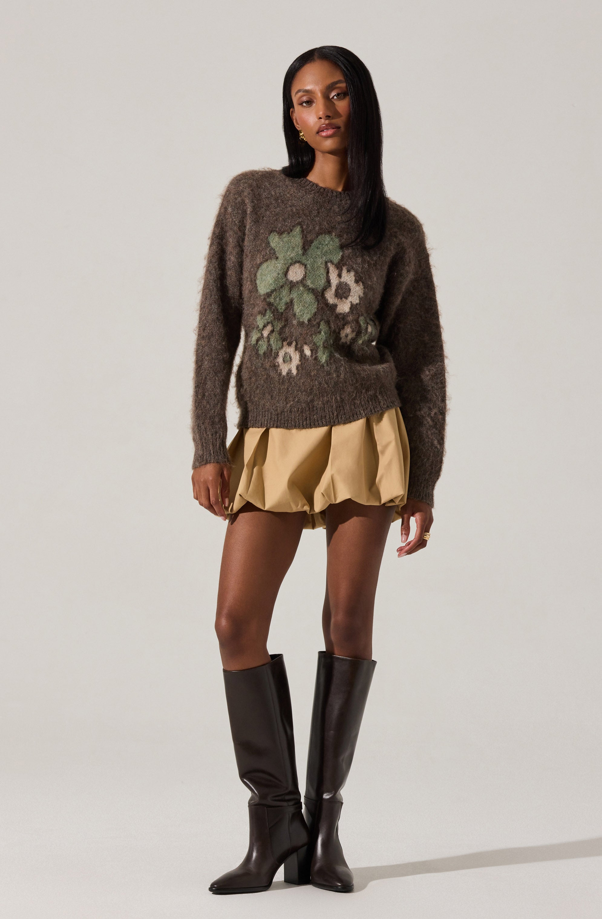 Conetta Brushed Knit Floral Sweater