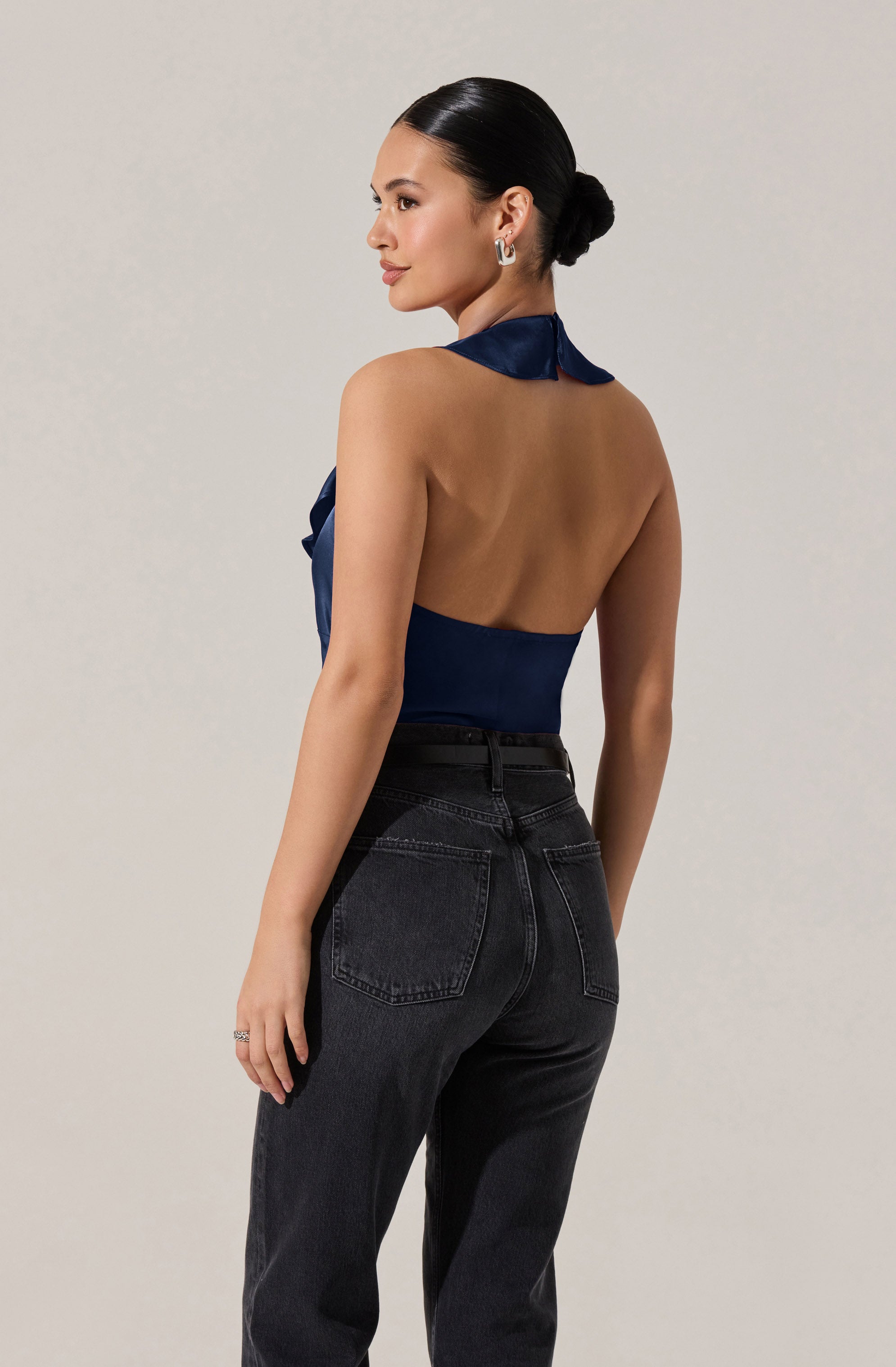 Morrigan Satin Ruffle Halter Top