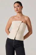 Moina Asymmetrical Strapless Tweed Top
