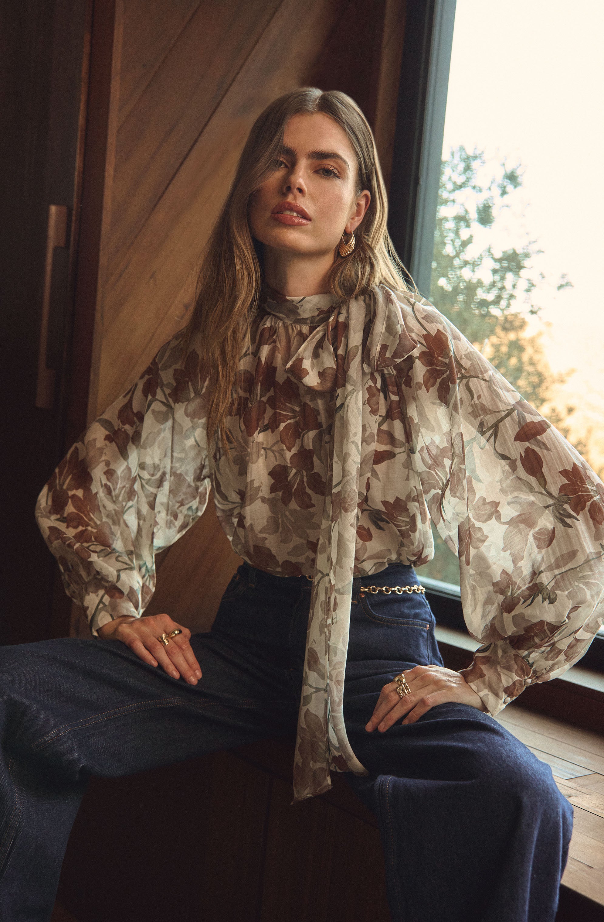 Cinthia Sheer Bow Tie Top