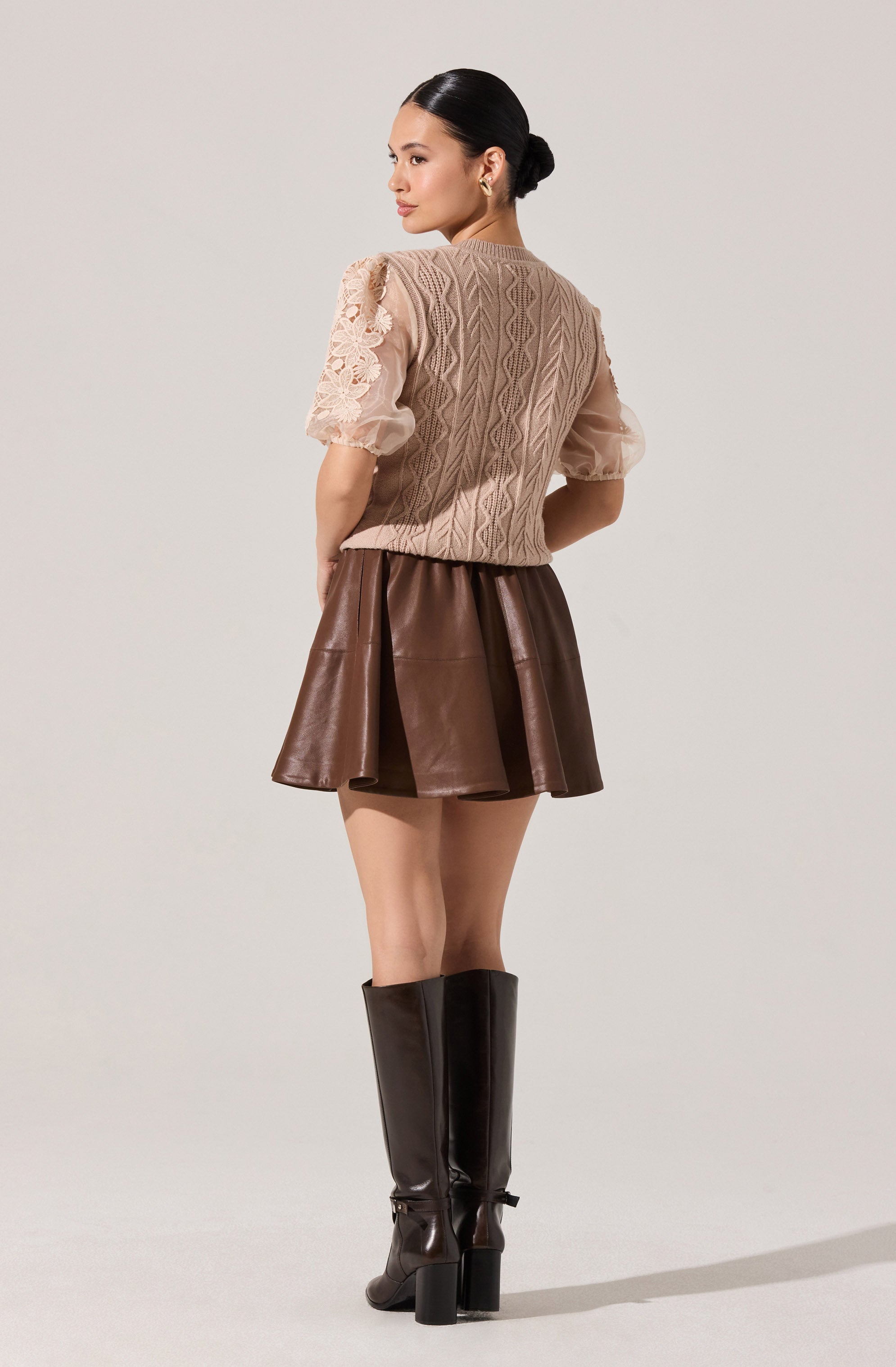 Elize Contrast Cable Knit Sweater