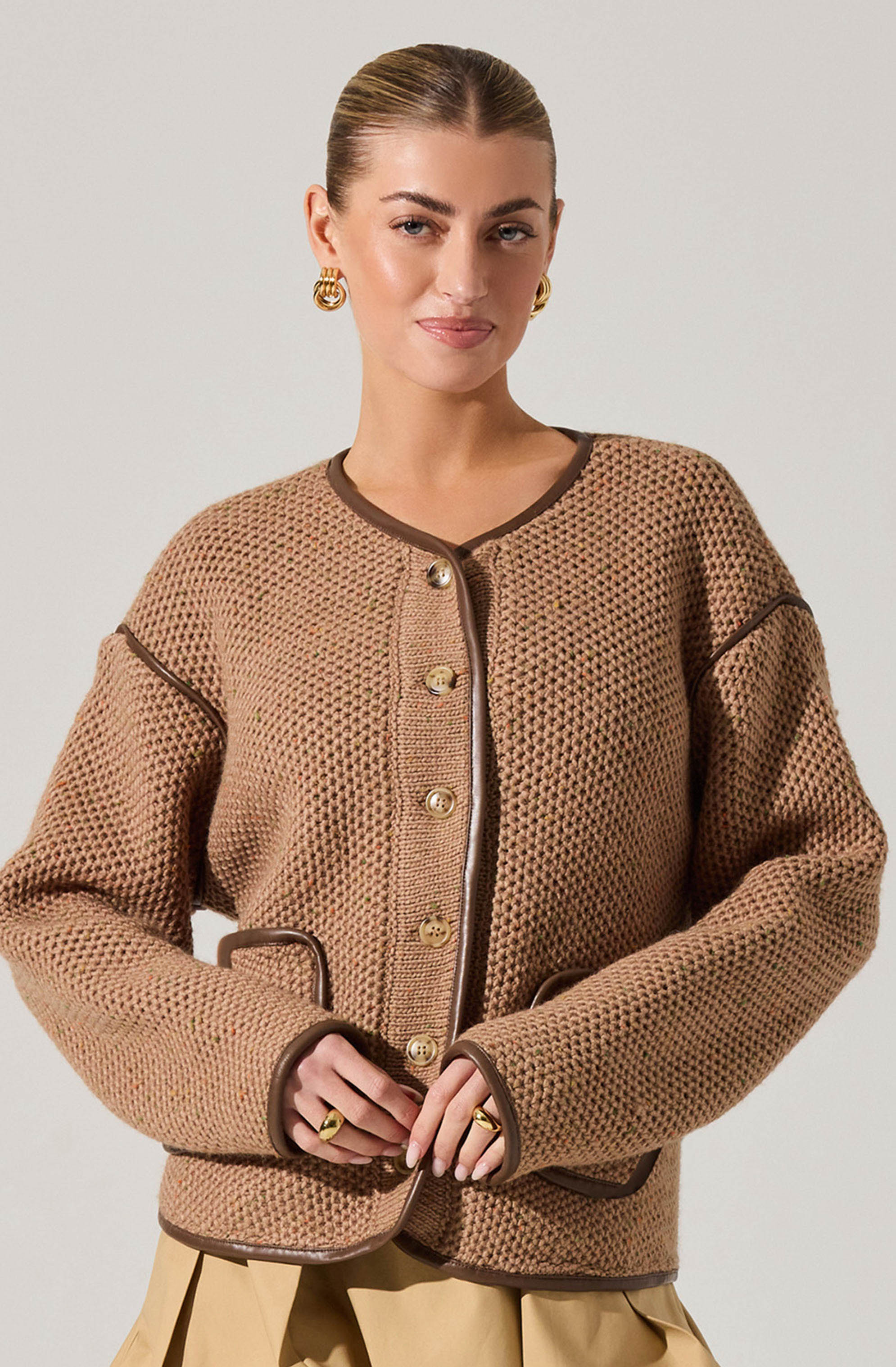 Kembrie Contrast Knit Sweater Jacket