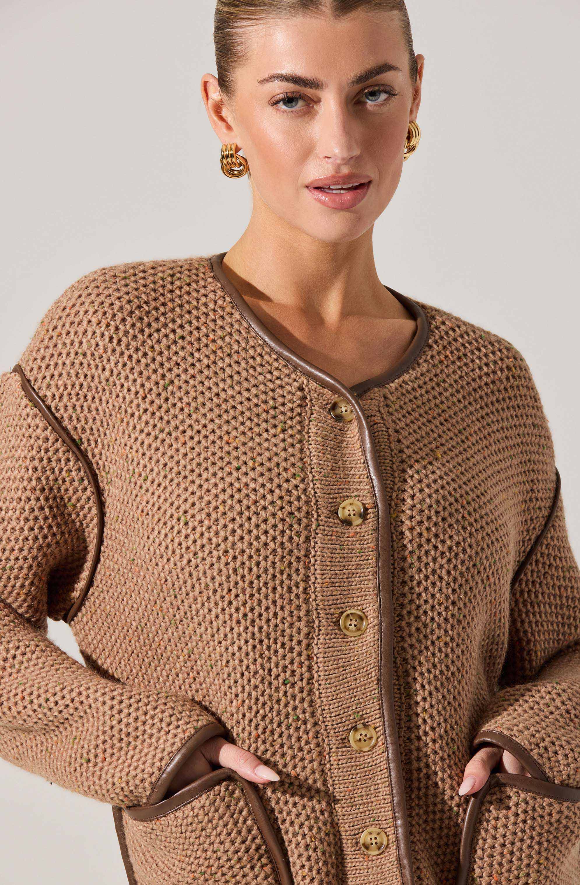 Kembrie Contrast Knit Sweater Jacket