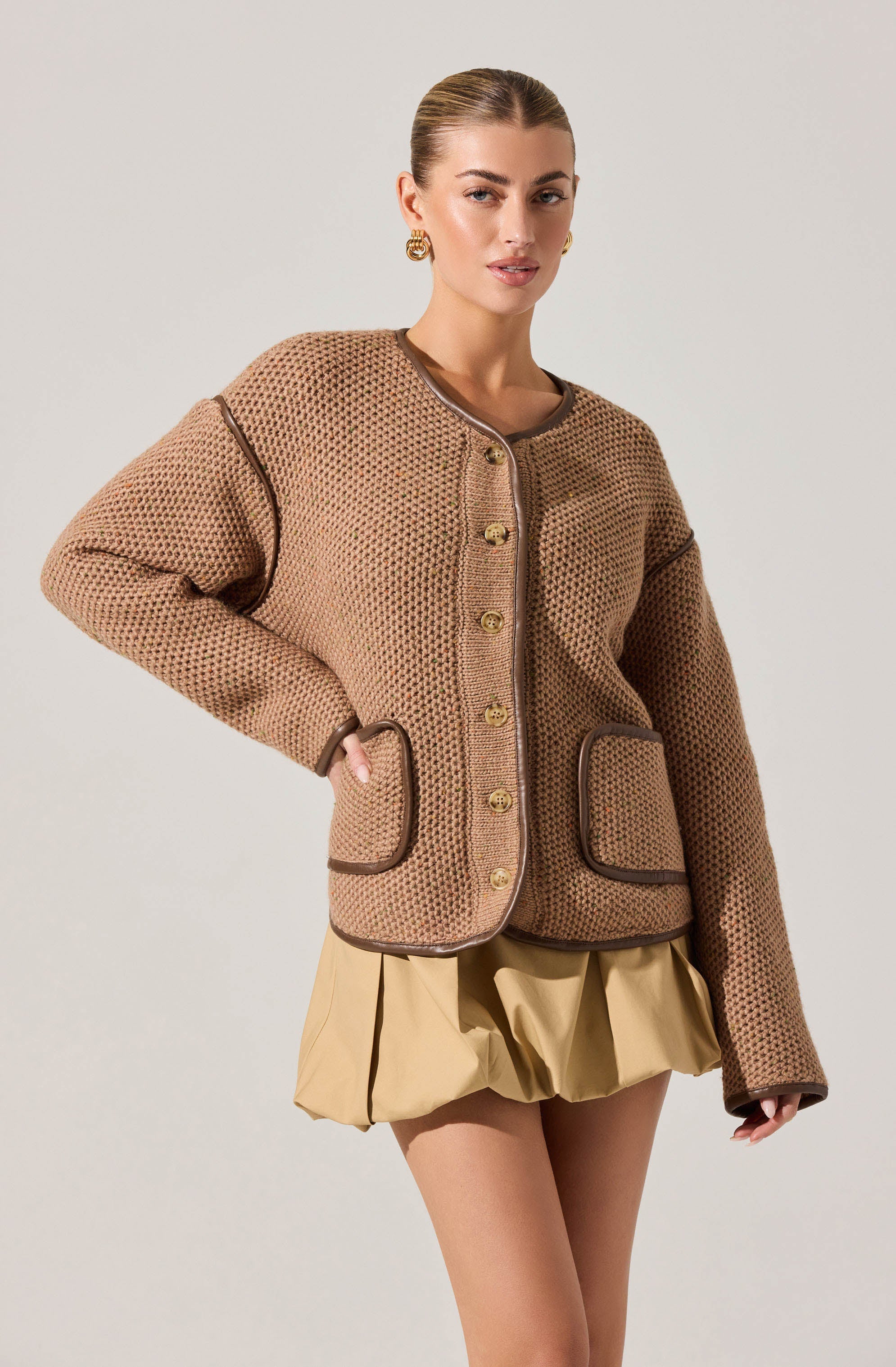 Kembrie Contrast Knit Sweater Jacket