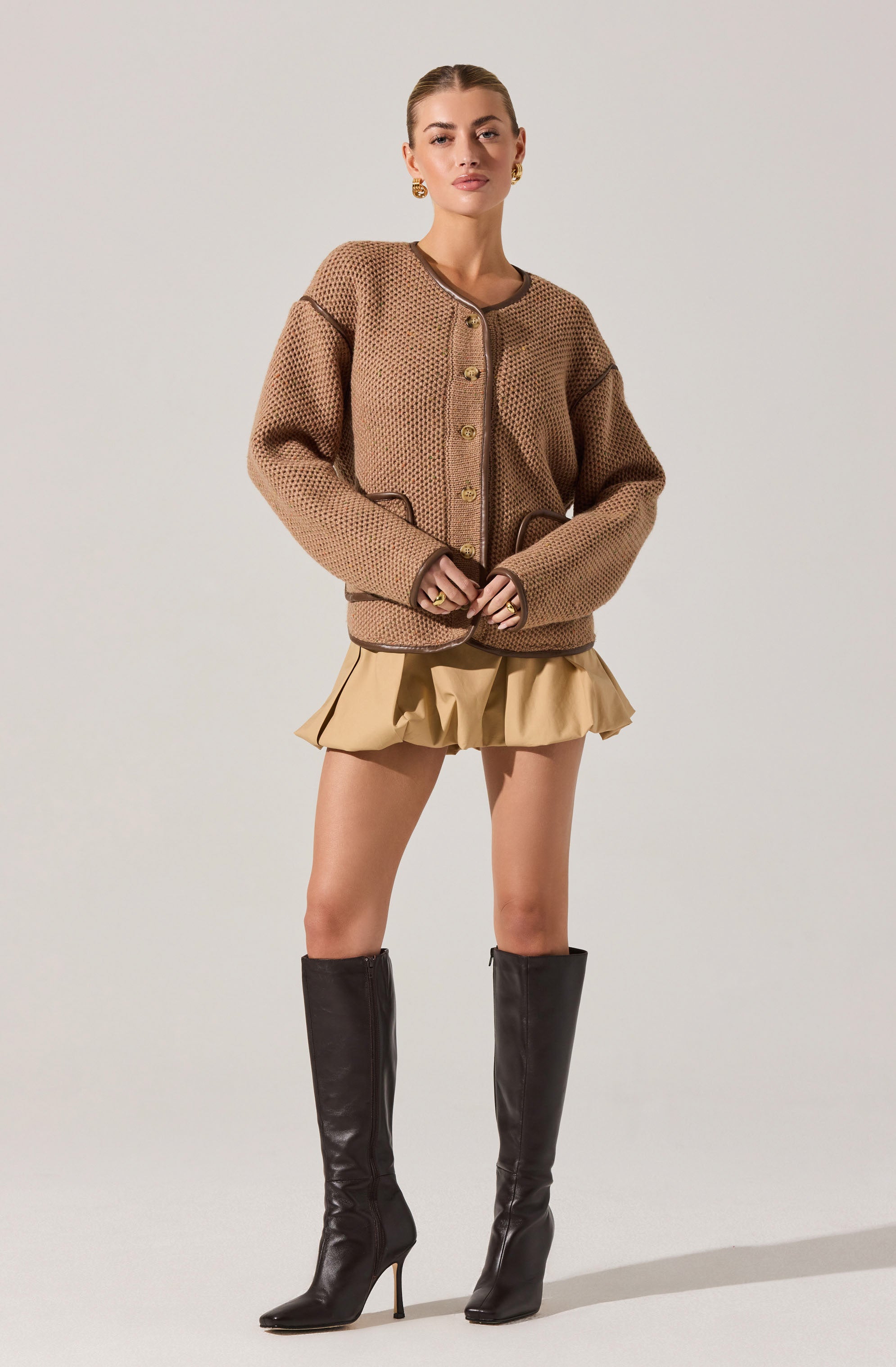 Kembrie Contrast Knit Sweater Jacket