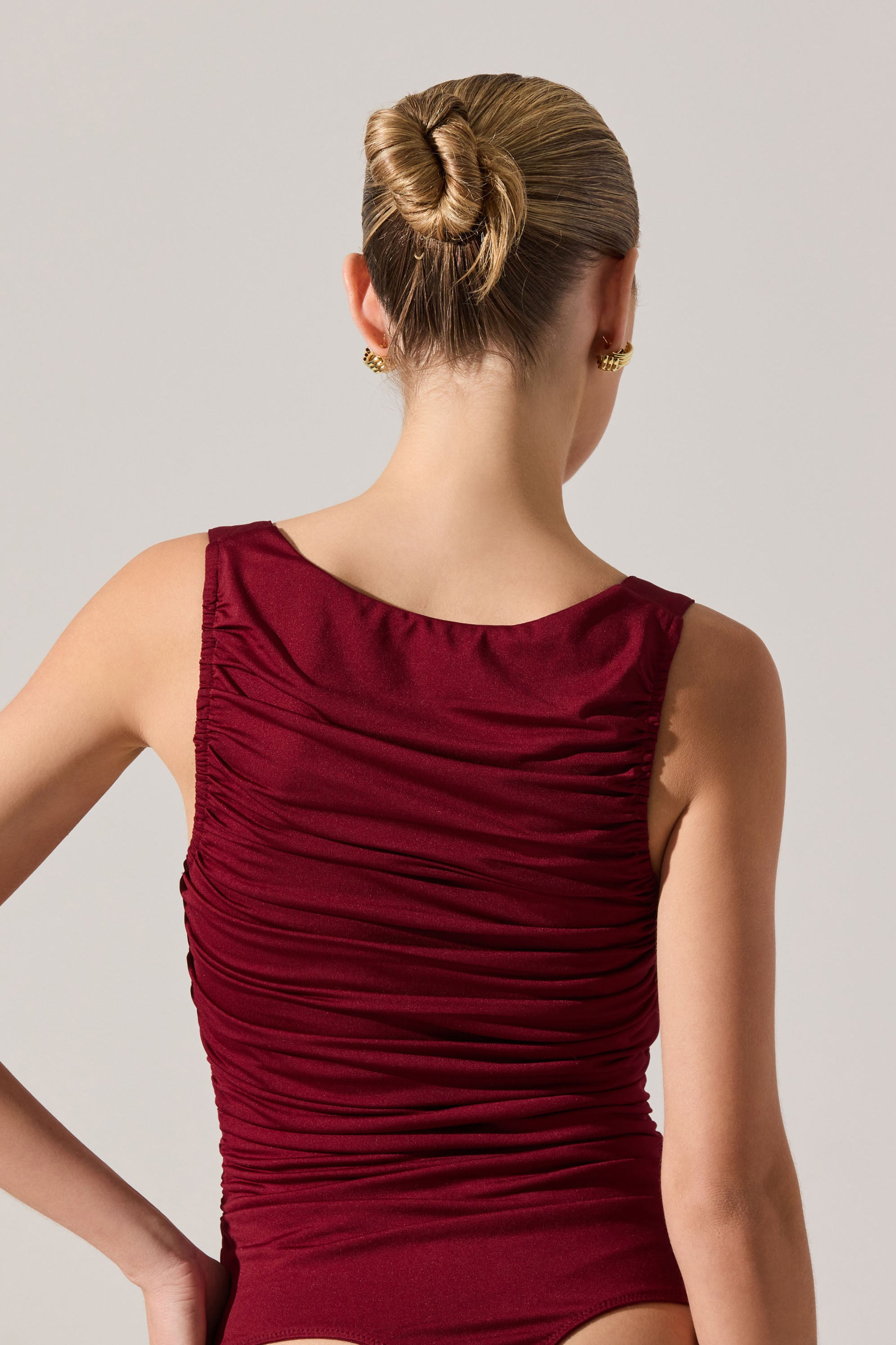 Voncile Ruched Square Neck Bodysuit