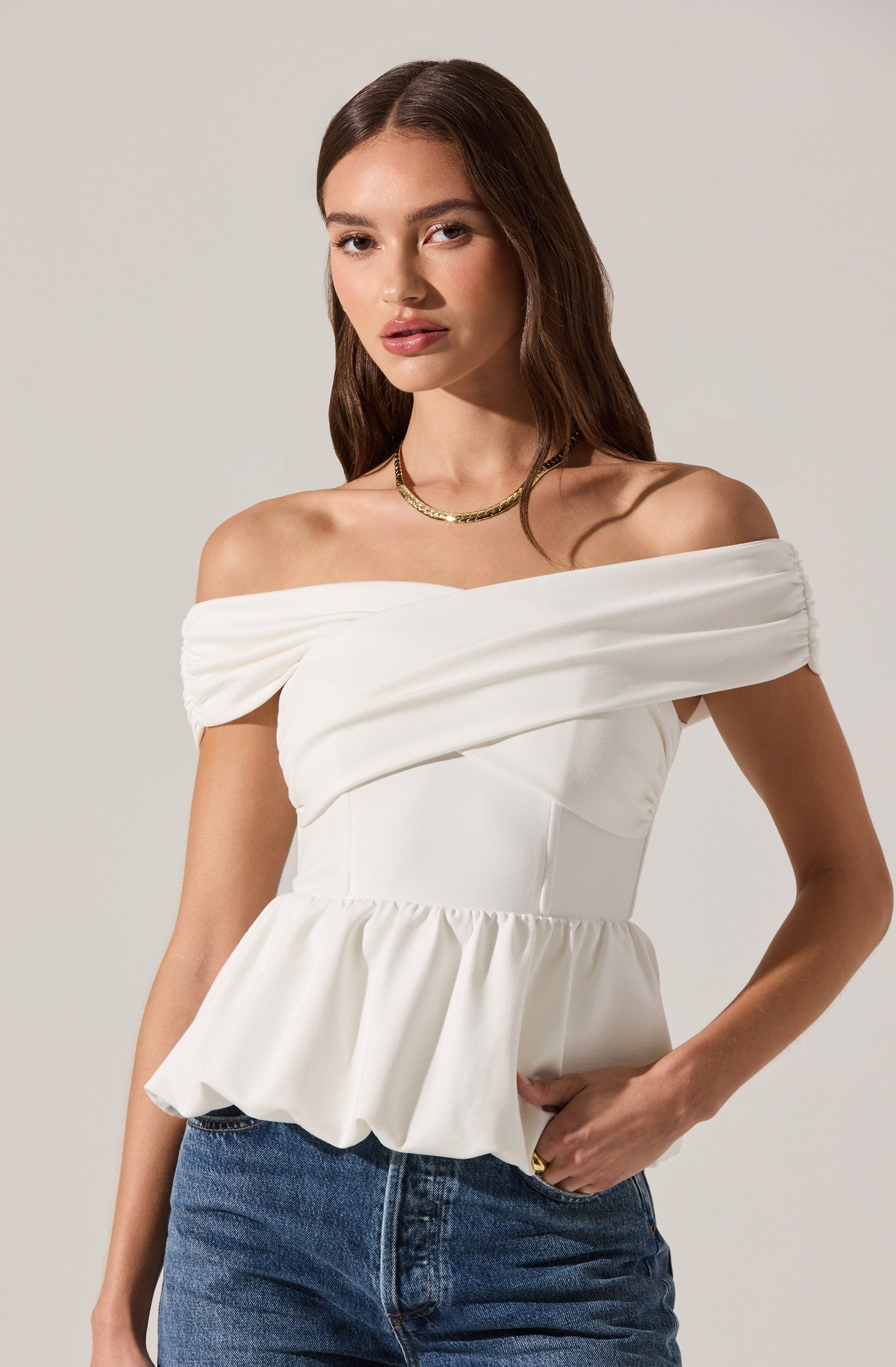 Tennille Off Shoulder Peplum Top