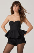 Melia Strapless Pleated Peplum Top