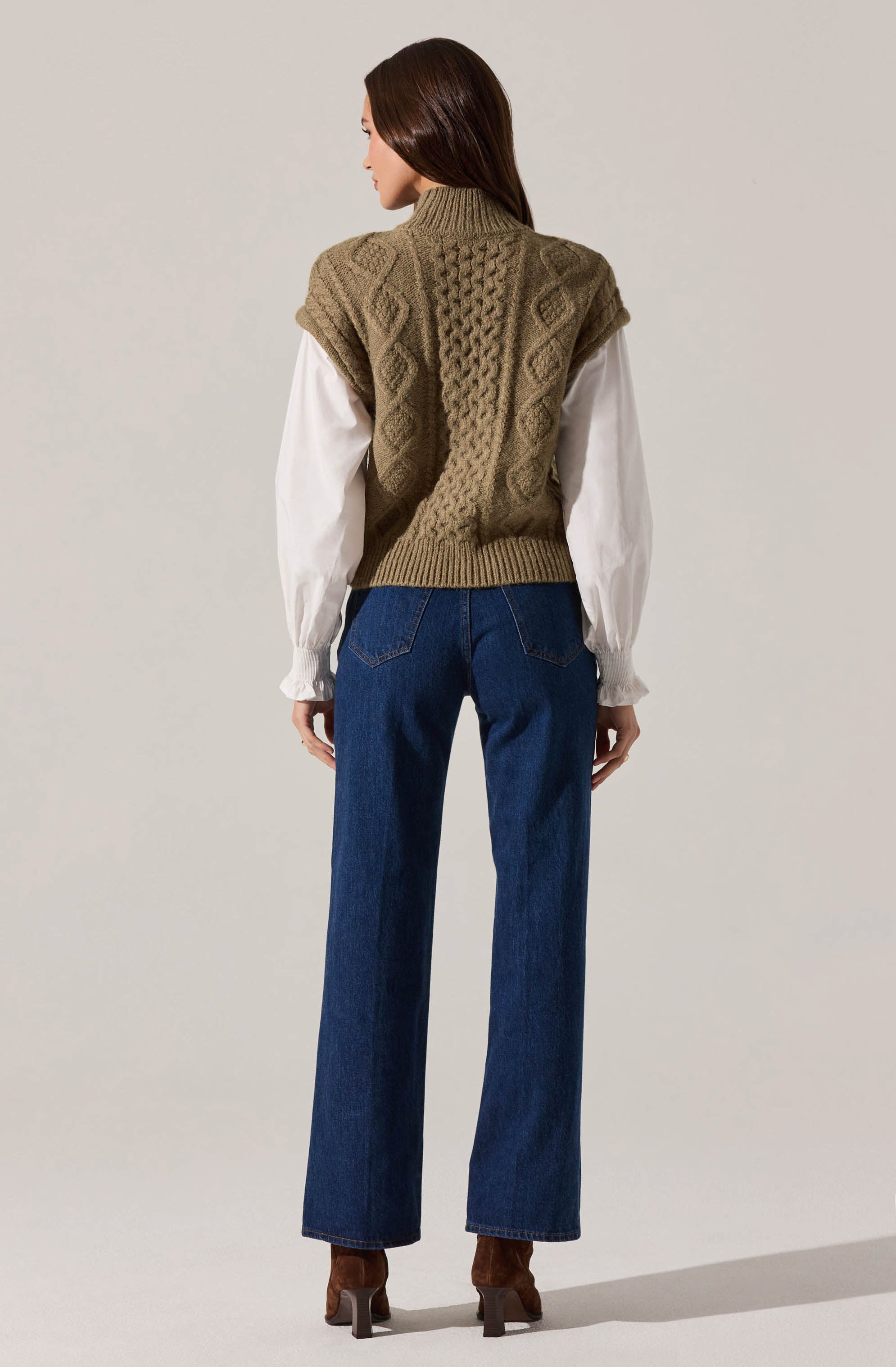 Angeline Contrast Cable Knit Sweater