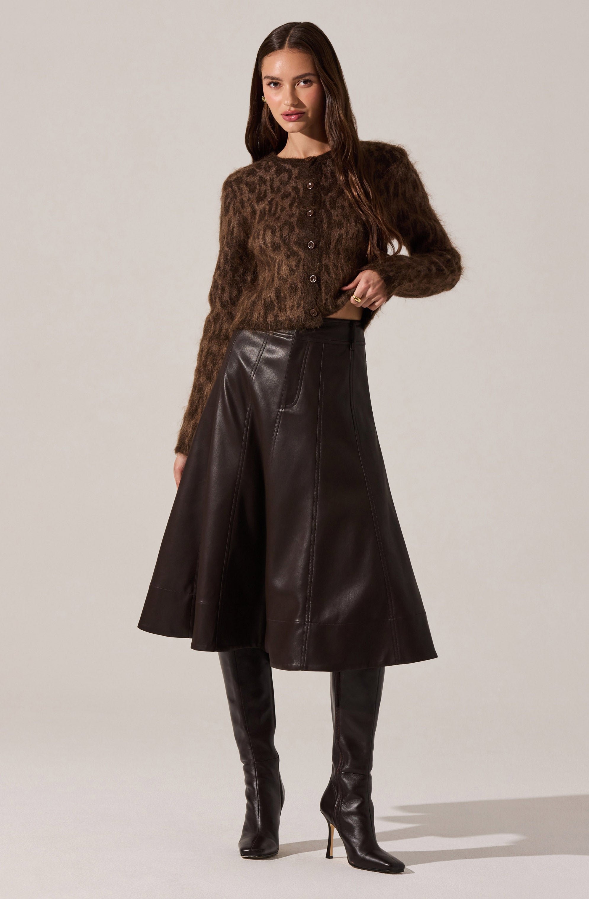 Katria Fuzzy Crewneck Cardigan