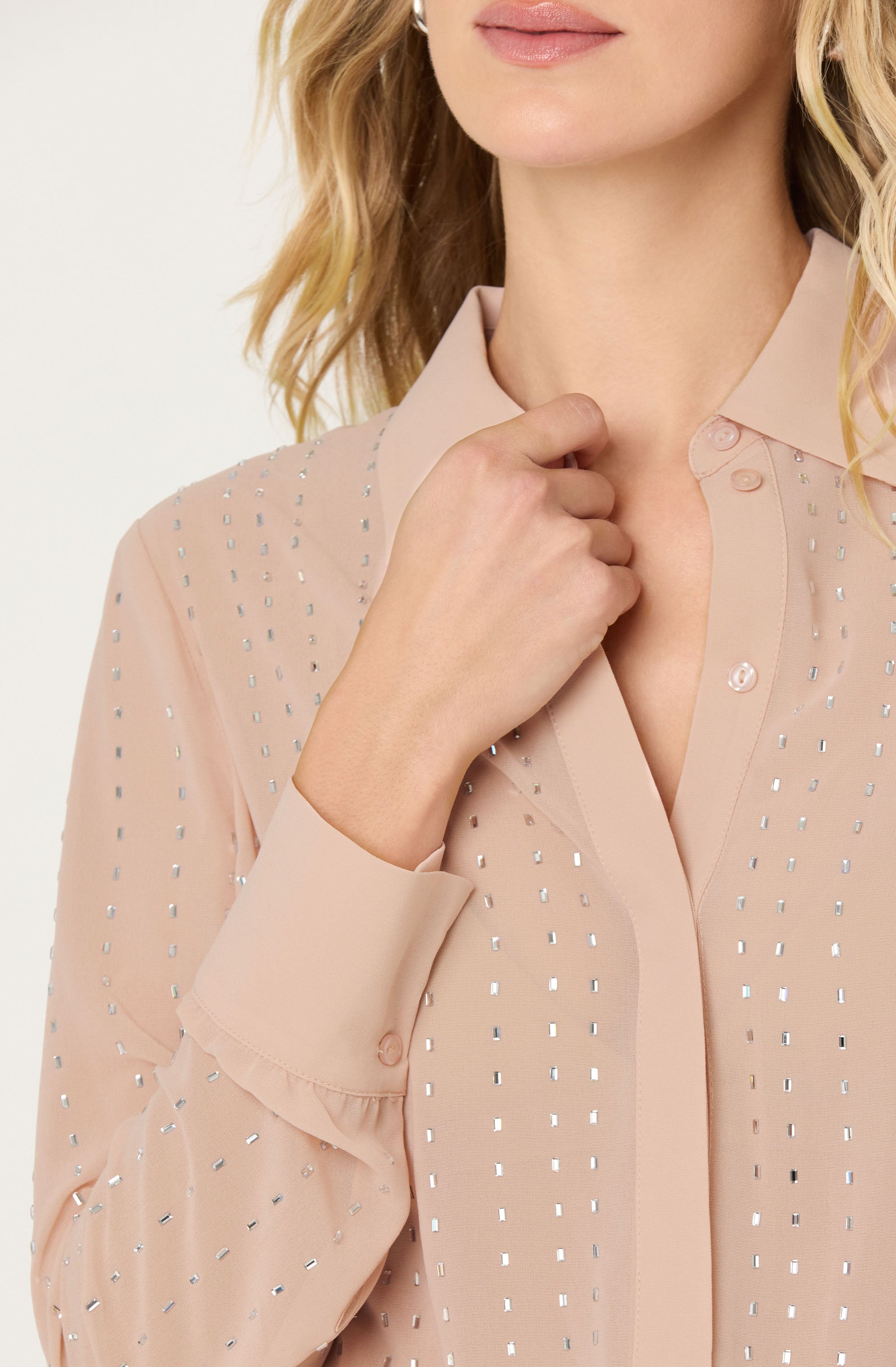Cristal Semi-Sheer Rhinestone Shirt