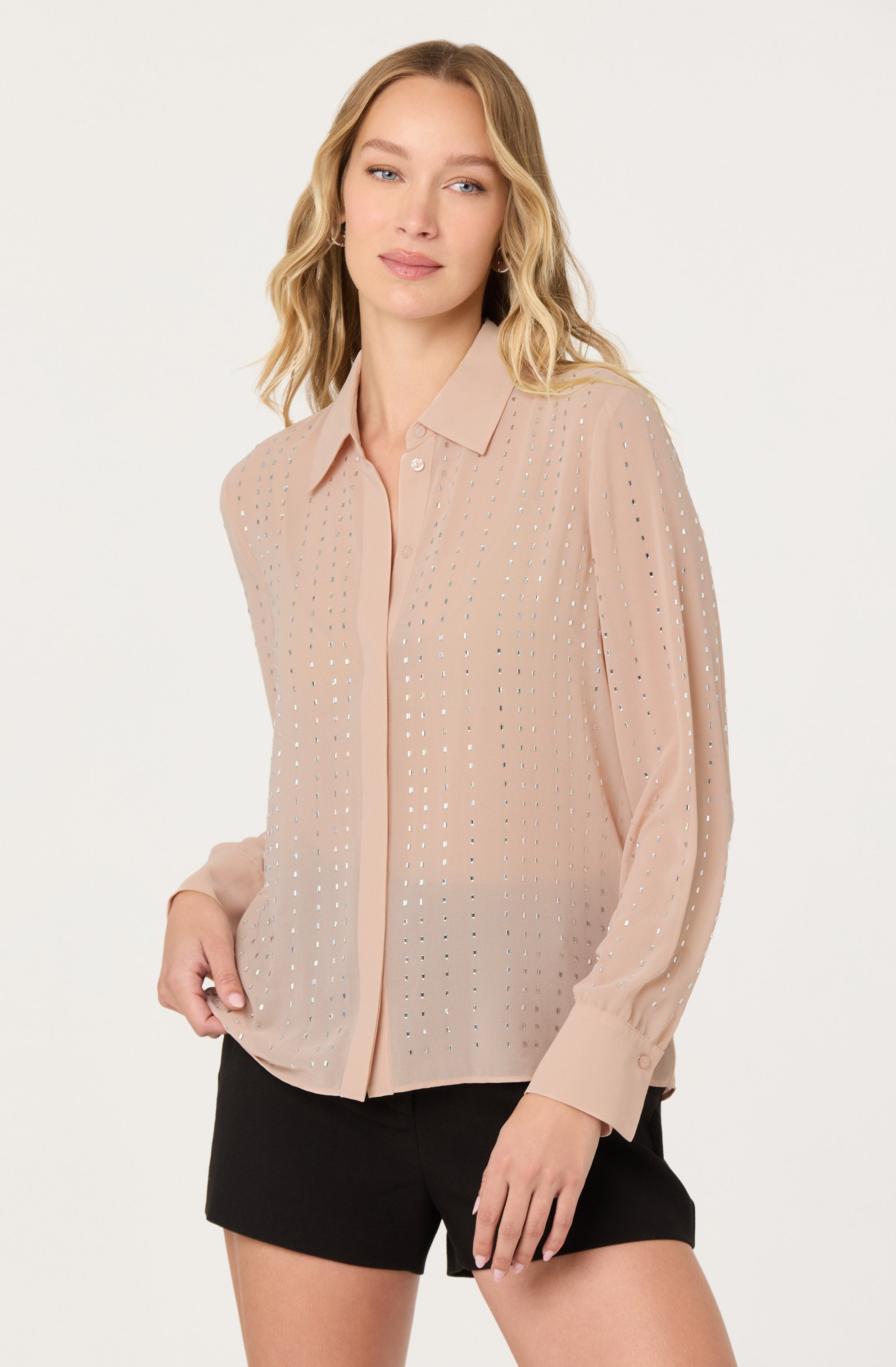 Cristal Semi-Sheer Rhinestone Shirt