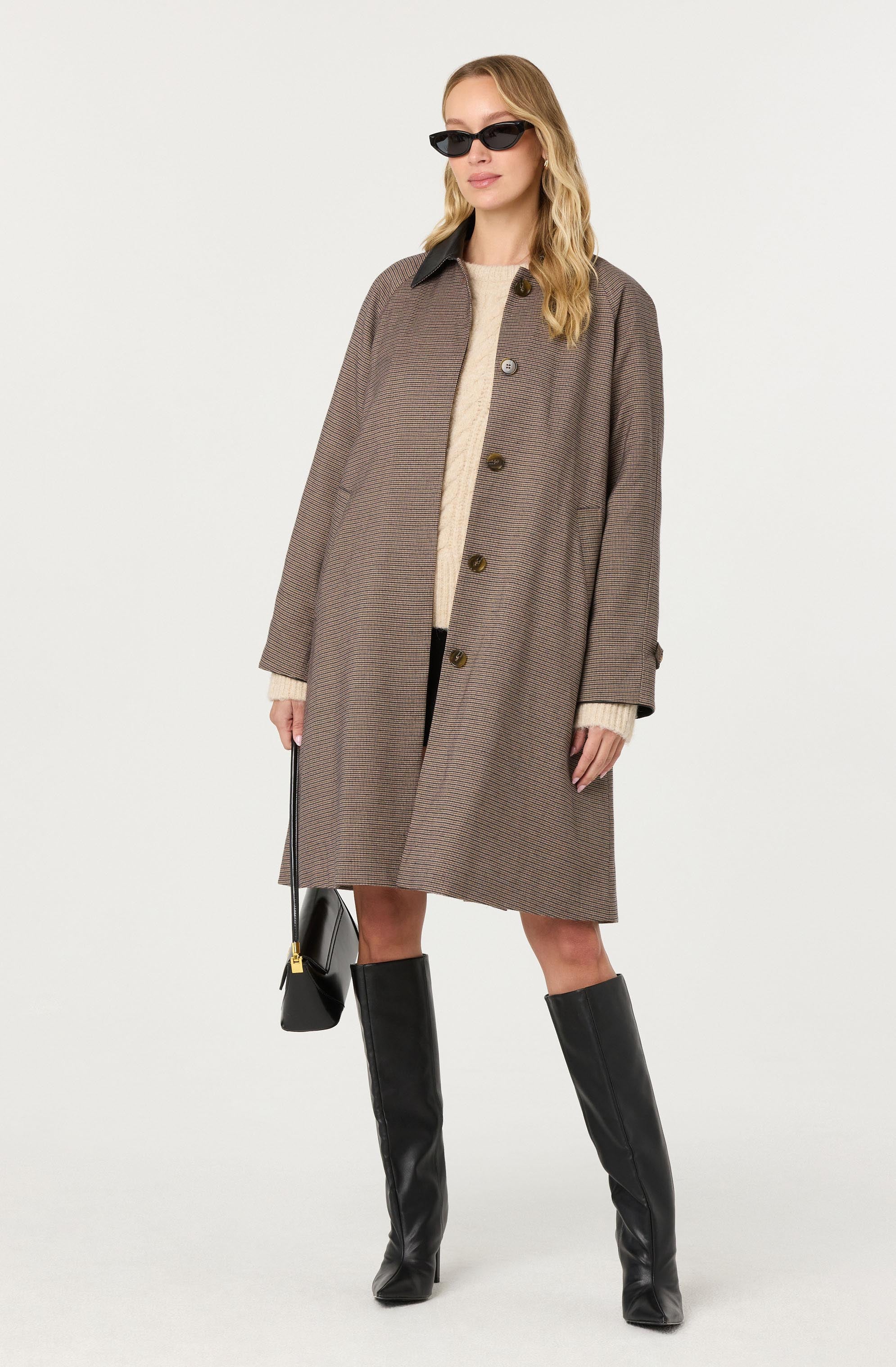 Raiden Contrast Plaid Trench Coat