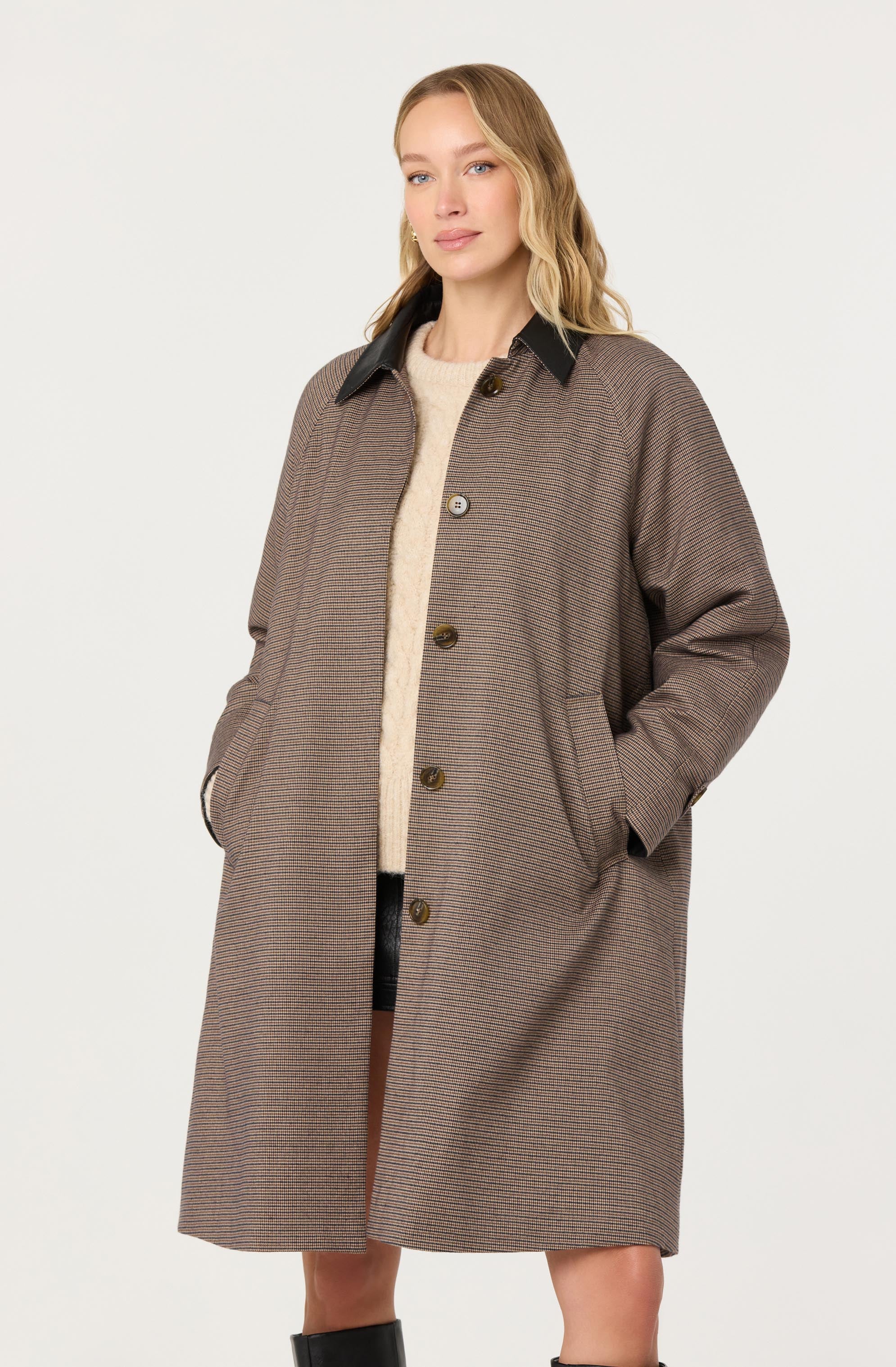 Raiden Contrast Plaid Trench Coat