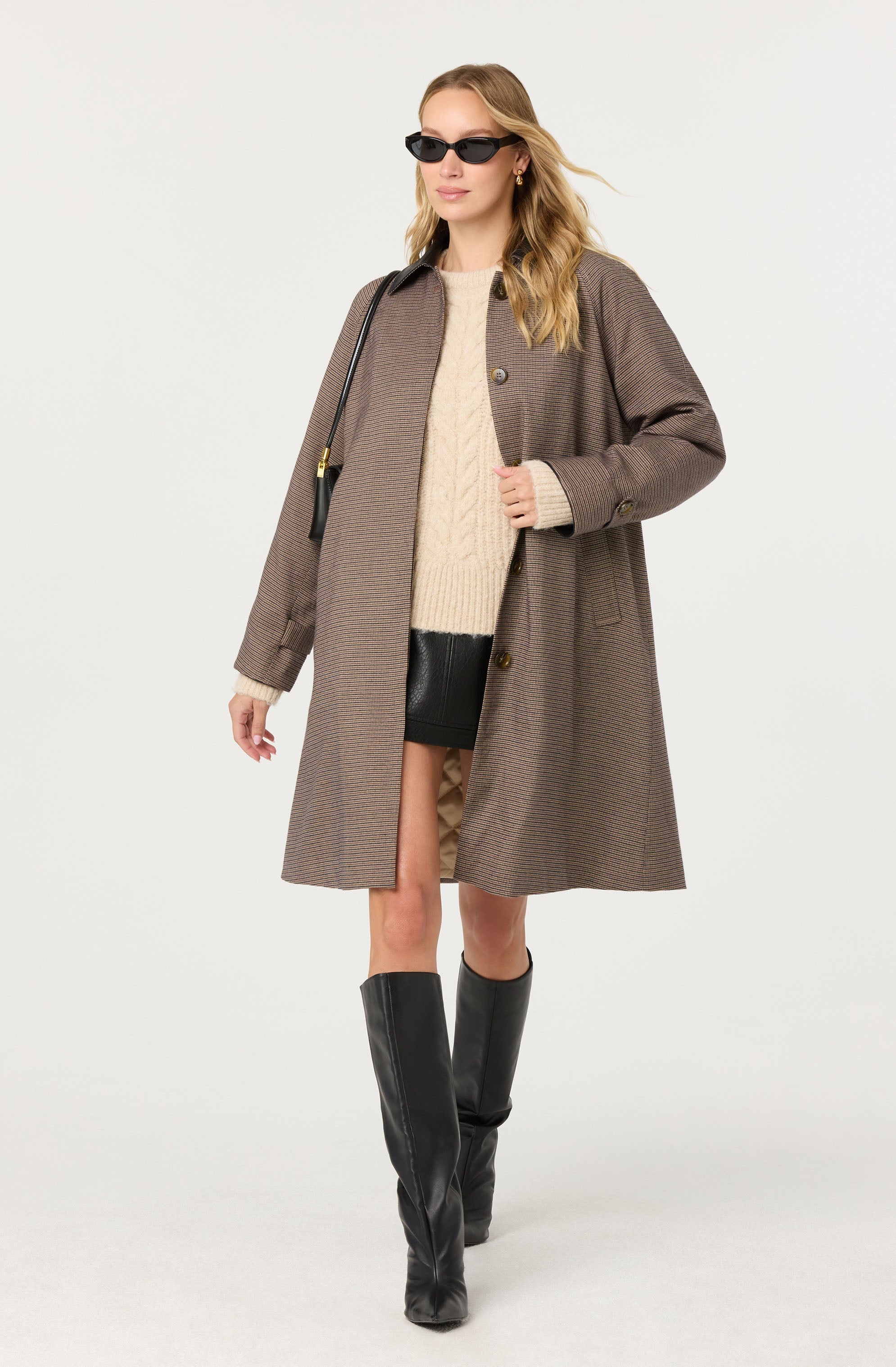 Raiden Contrast Plaid Trench Coat