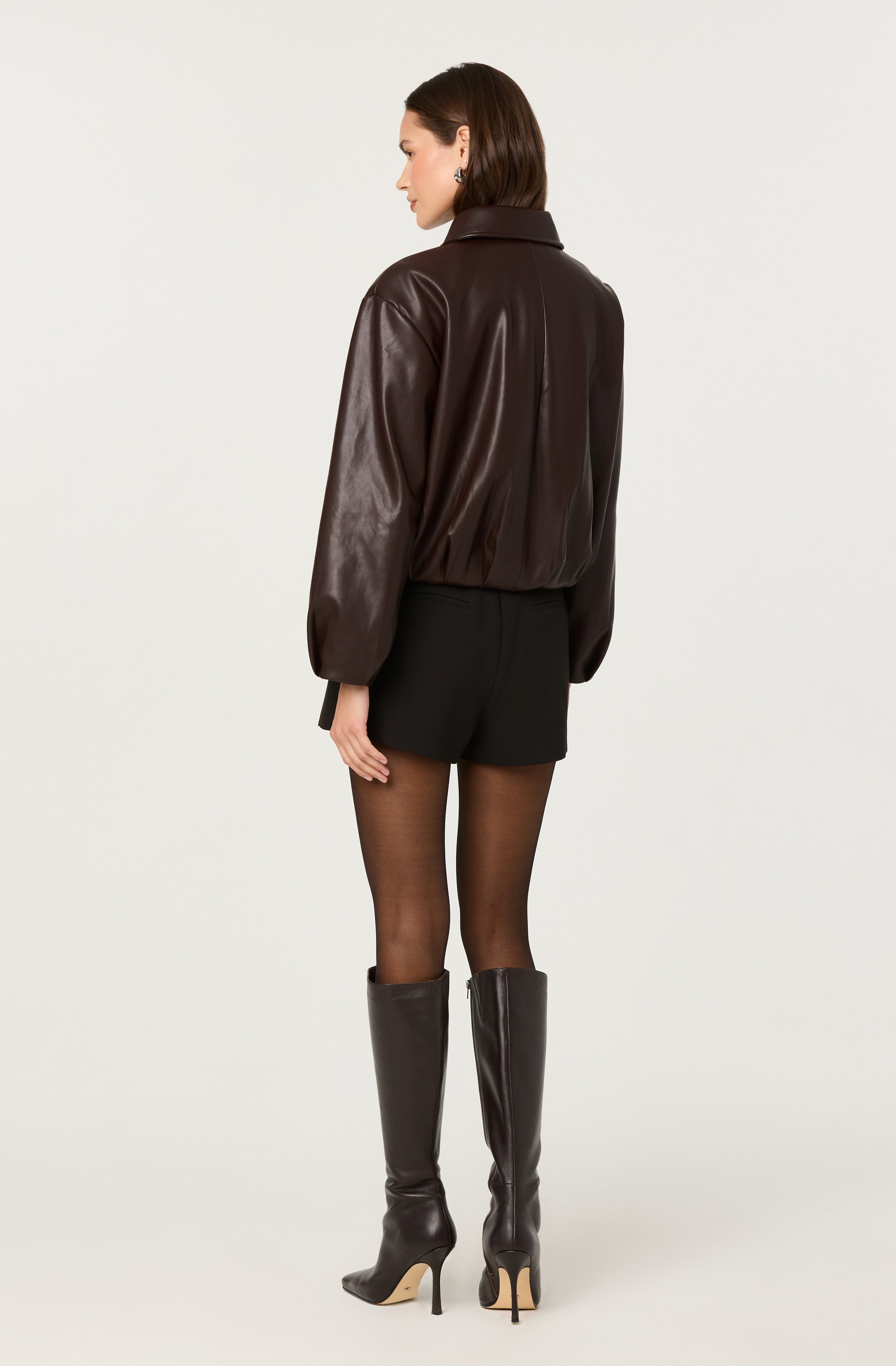 Raevin Faux Leather Bomber Jacket