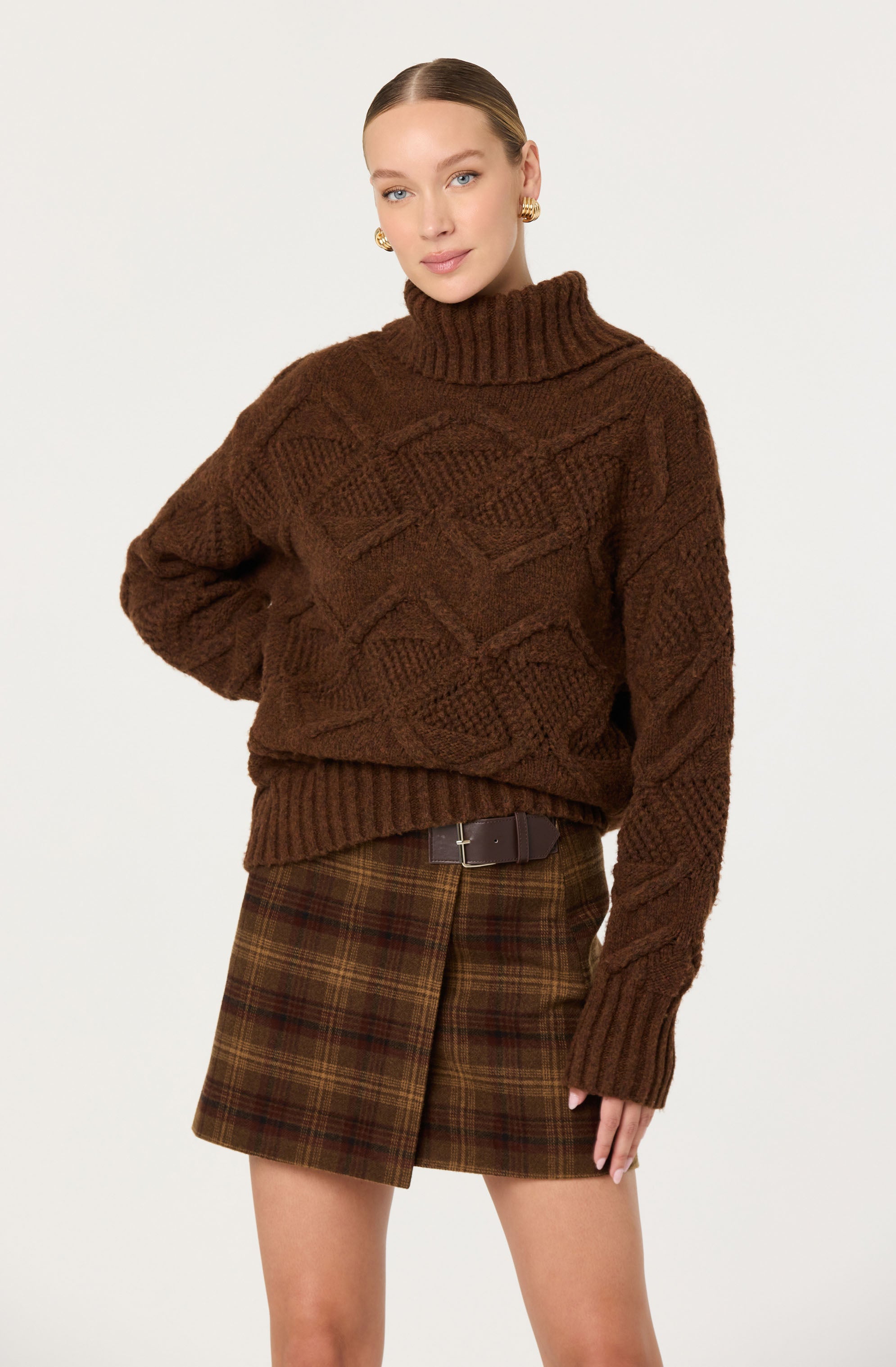 Janeth Diamond Knit Turtleneck Sweater