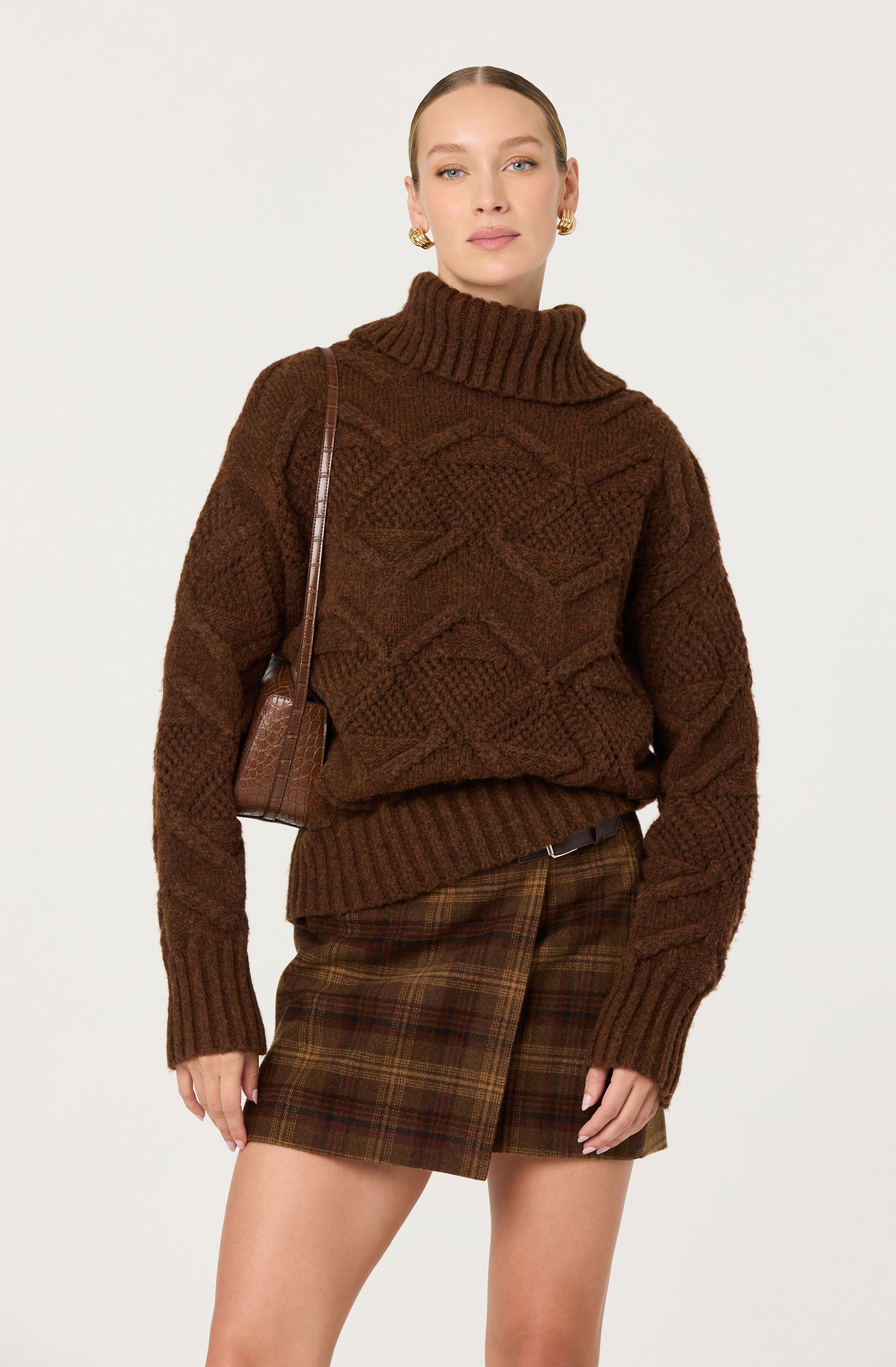 Janeth Diamond Knit Turtleneck Sweater