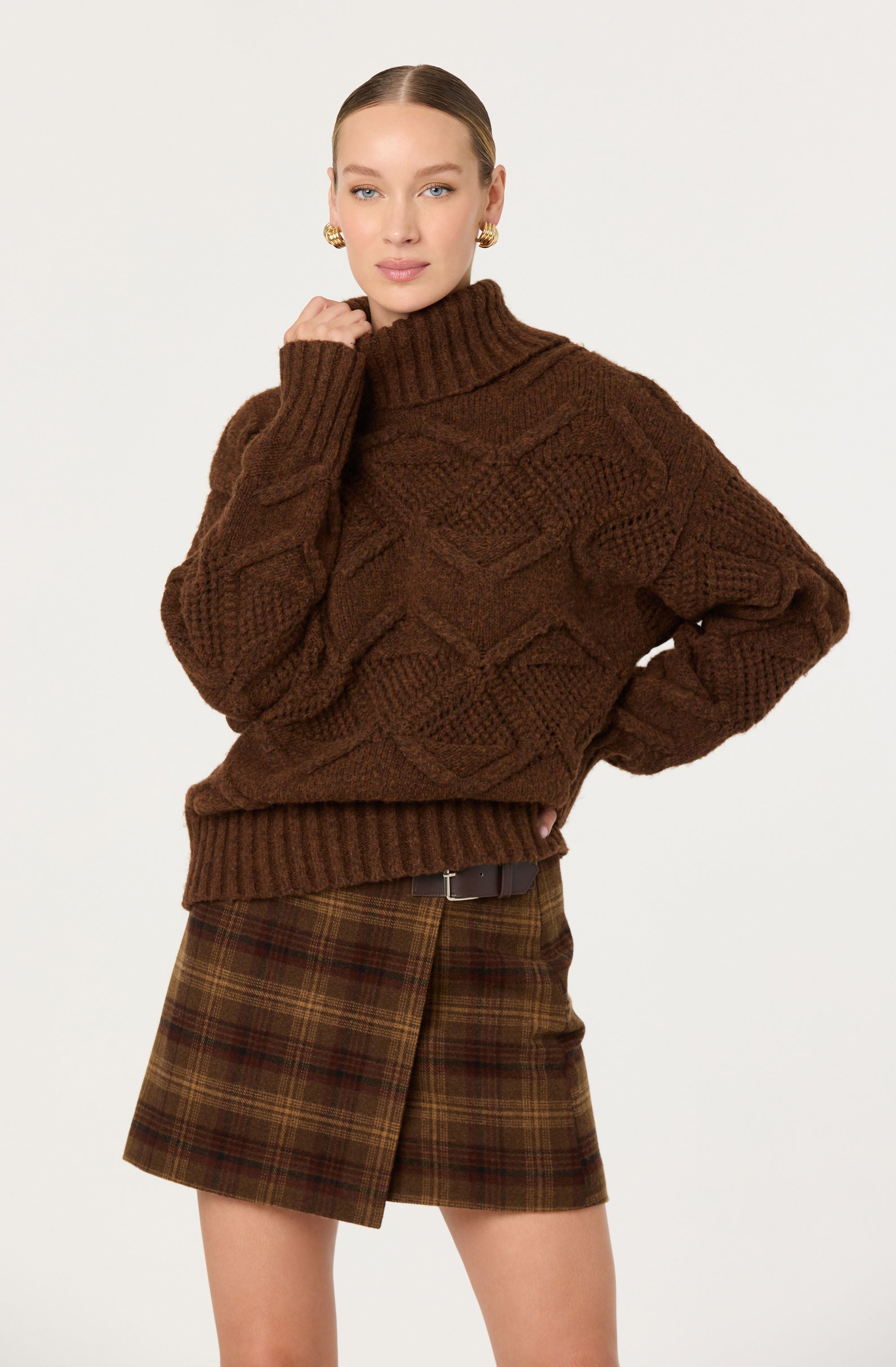Janeth Diamond Knit Turtleneck Sweater