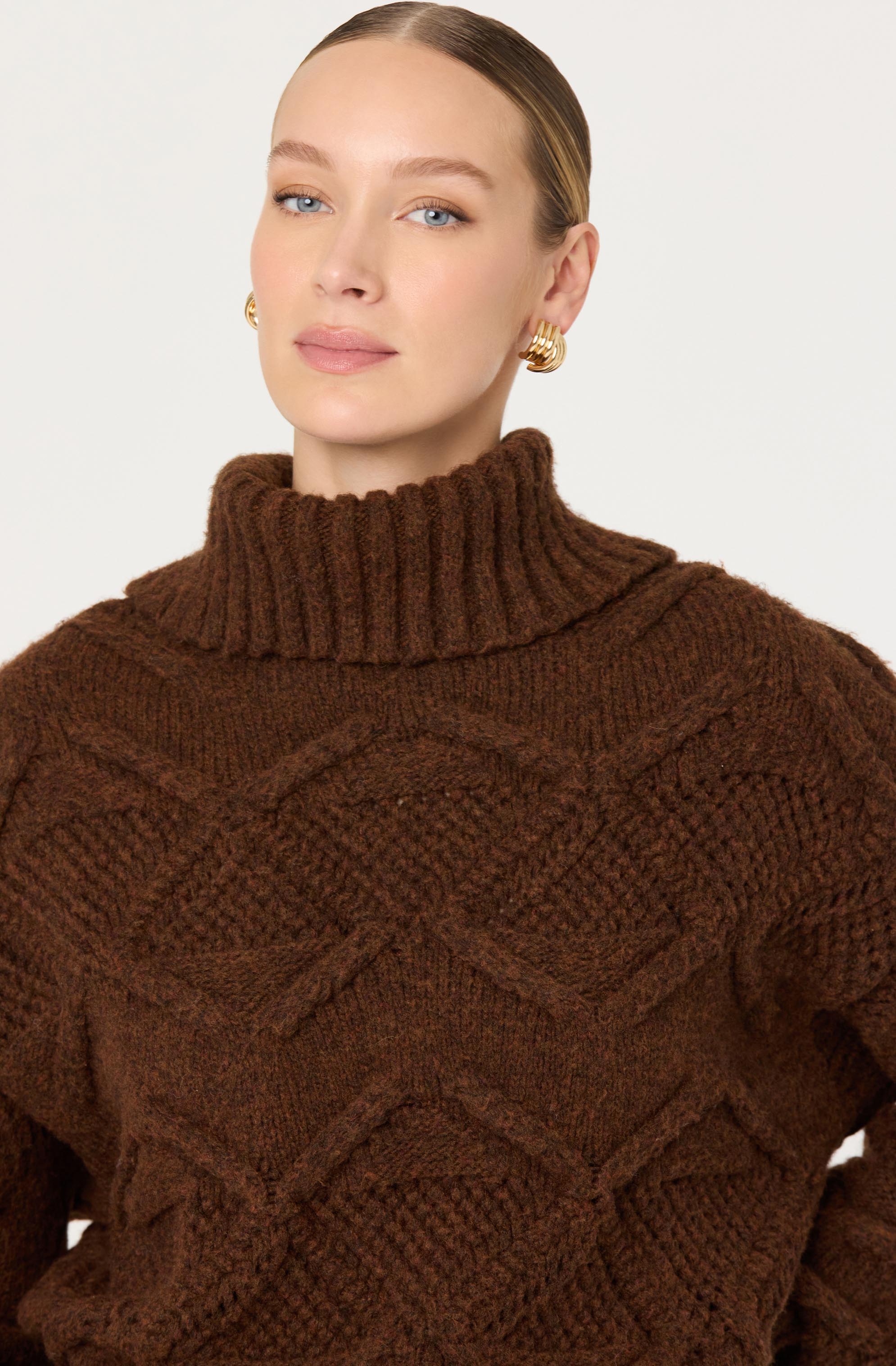 Janeth Diamond Knit Turtleneck Sweater