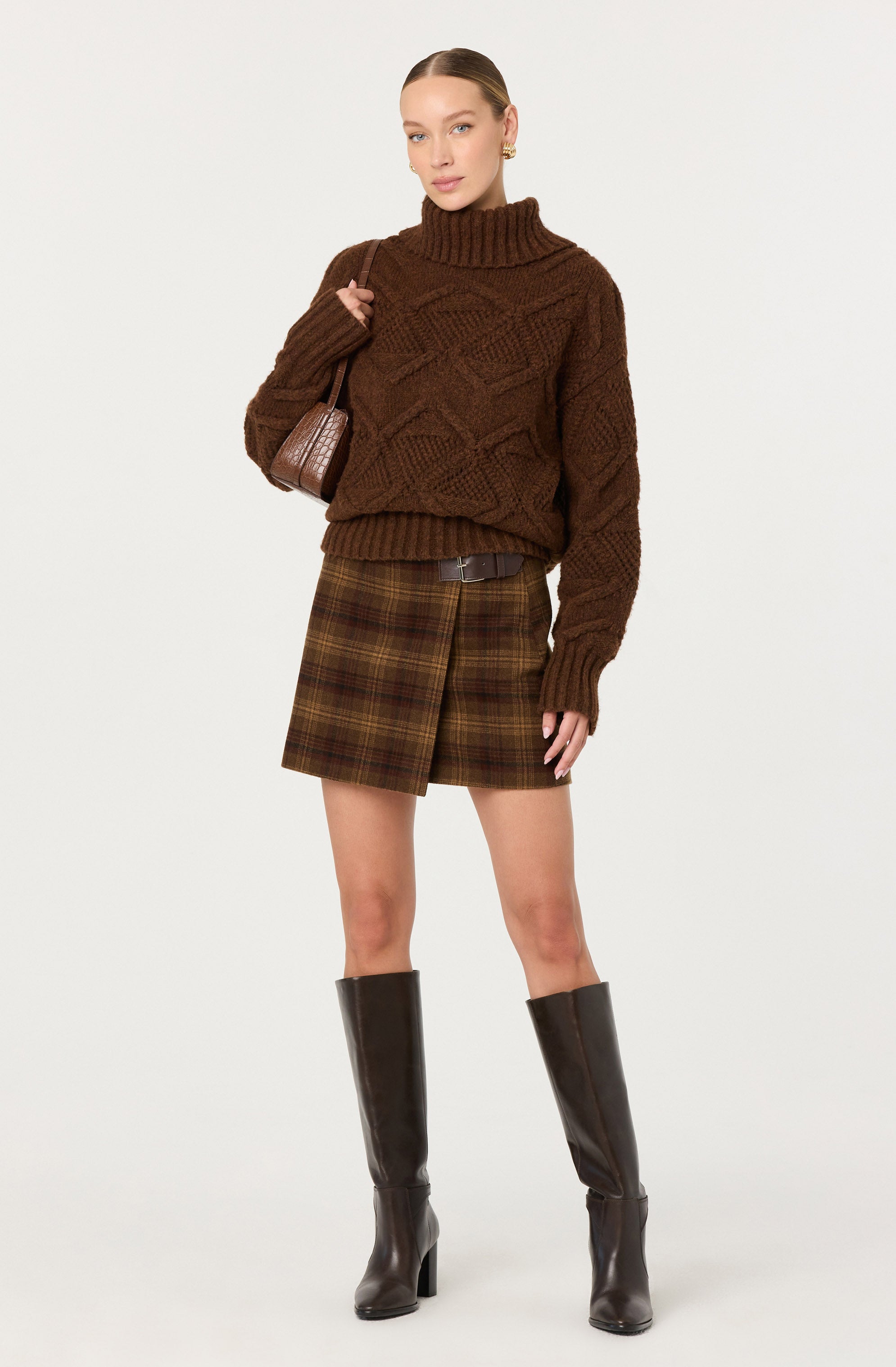 Janeth Diamond Knit Turtleneck Sweater