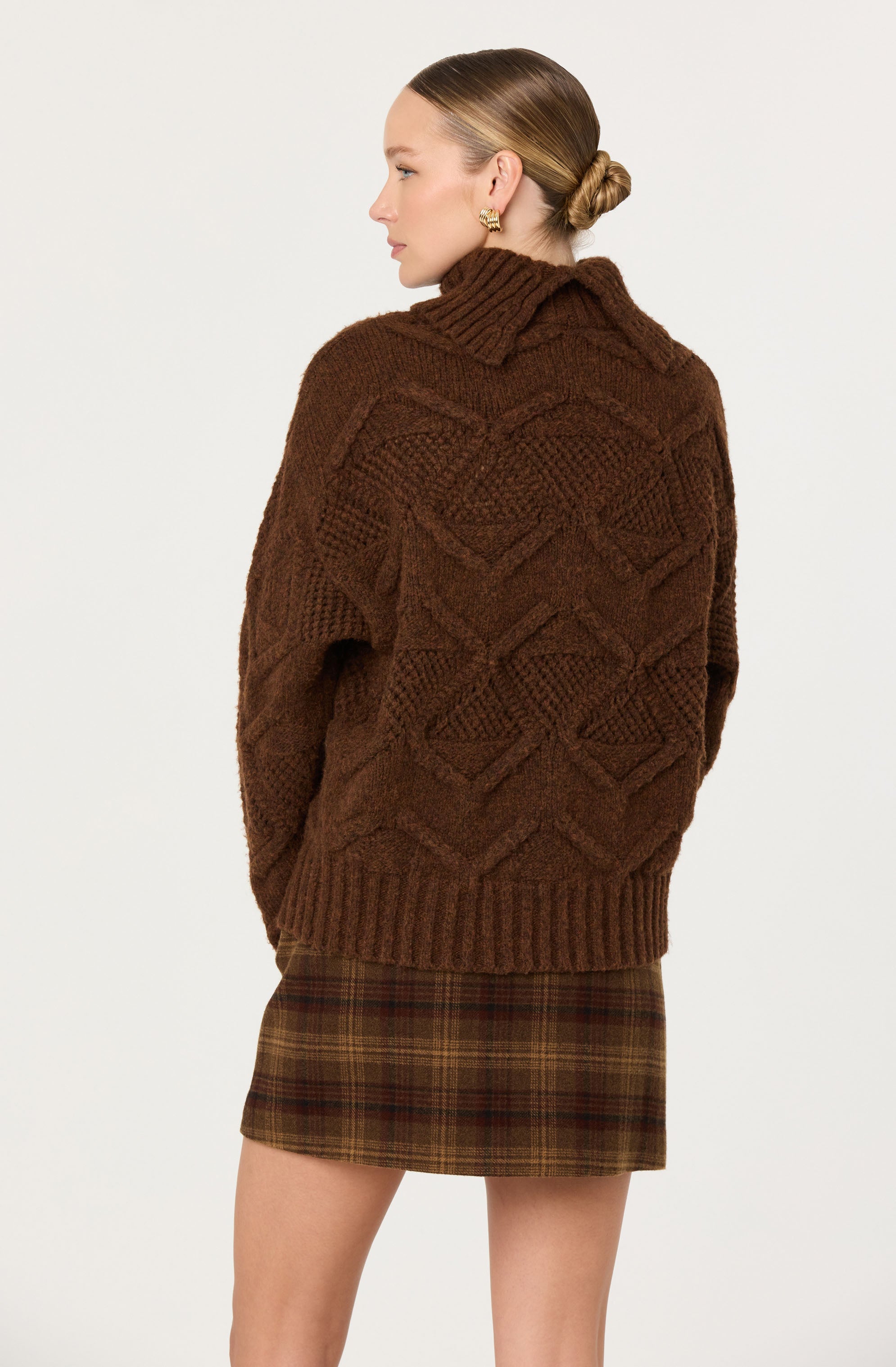 Janeth Diamond Knit Turtleneck Sweater