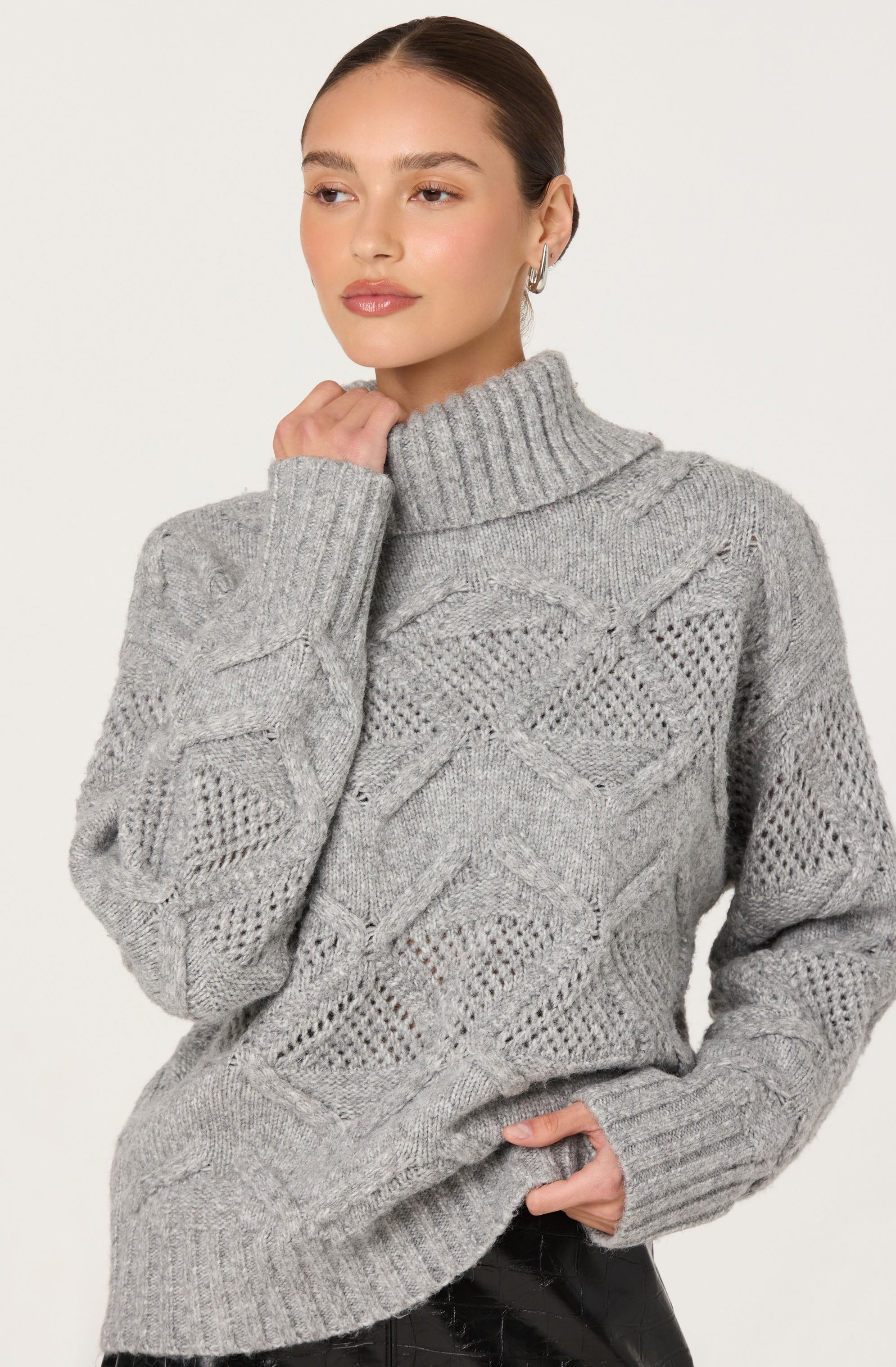 Janeth Diamond Knit Turtleneck Sweater