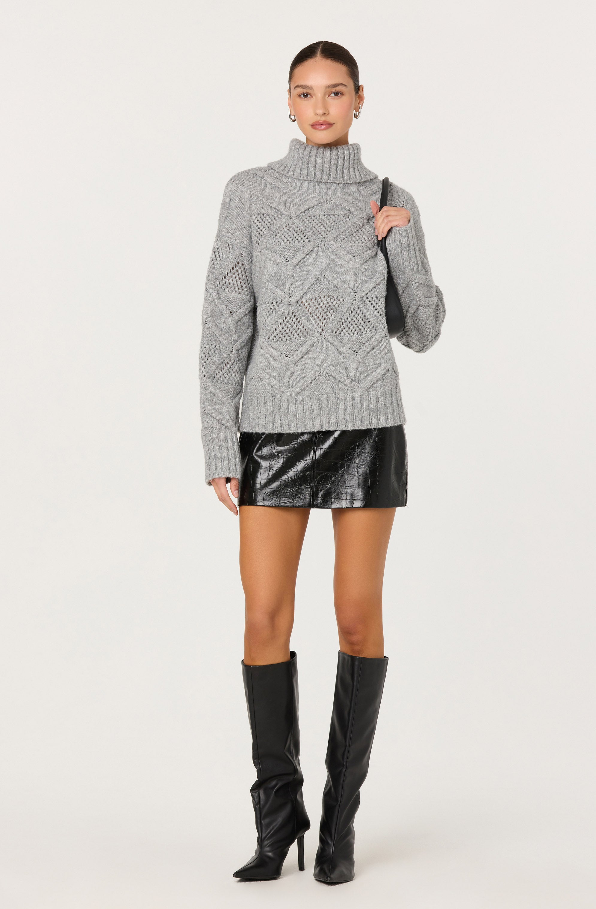 Janeth Diamond Knit Turtleneck Sweater