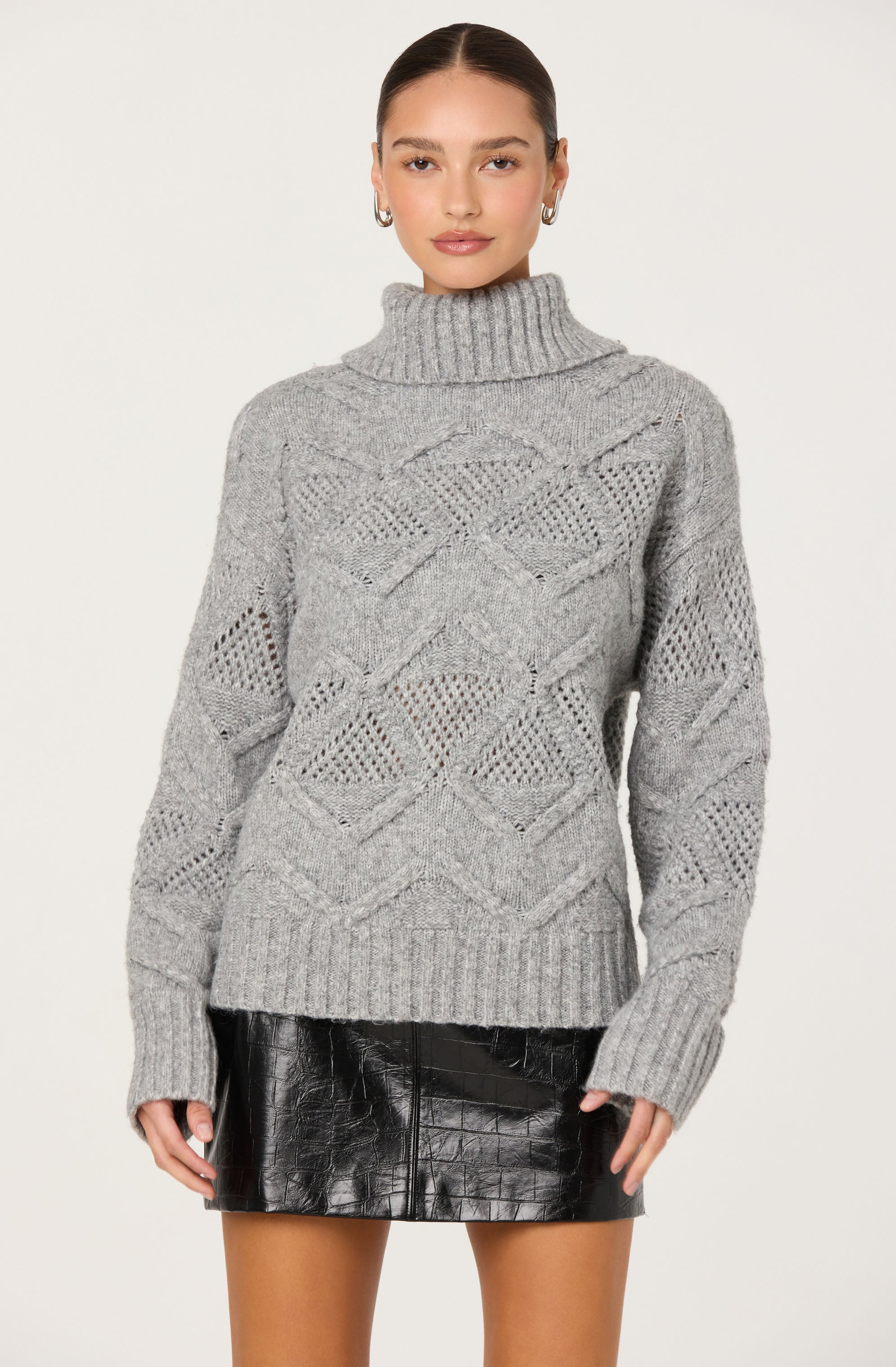 Janeth Diamond Knit Turtleneck Sweater