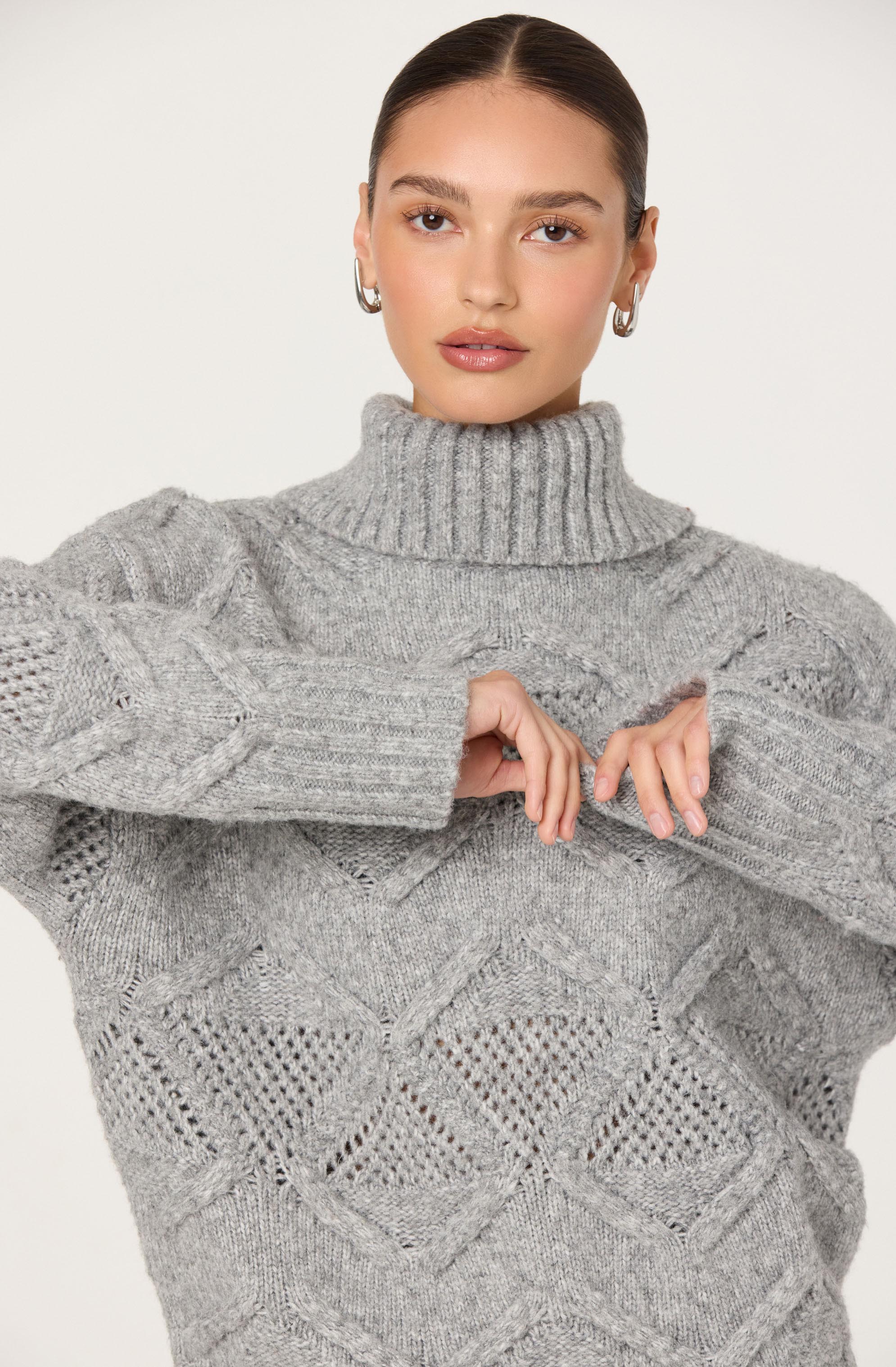 Janeth Diamond Knit Turtleneck Sweater