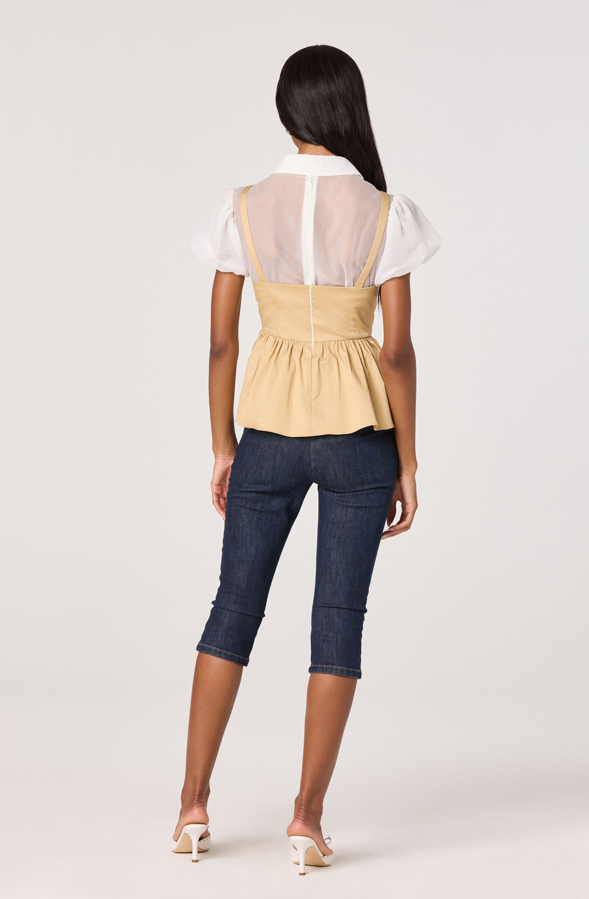Carrington Contrast Layered Peplum Top