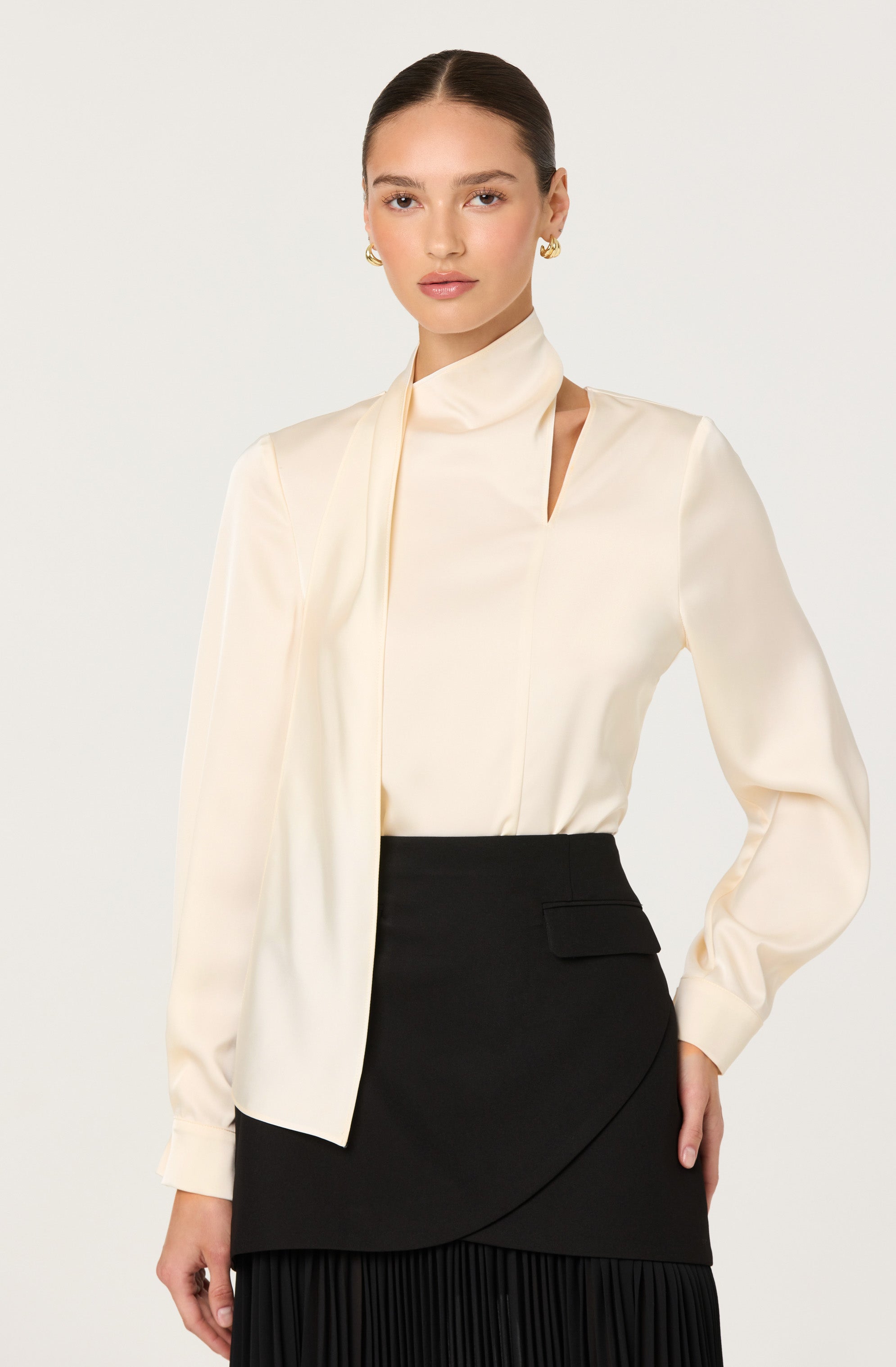 Felisita Satin Cutout Scarf Top