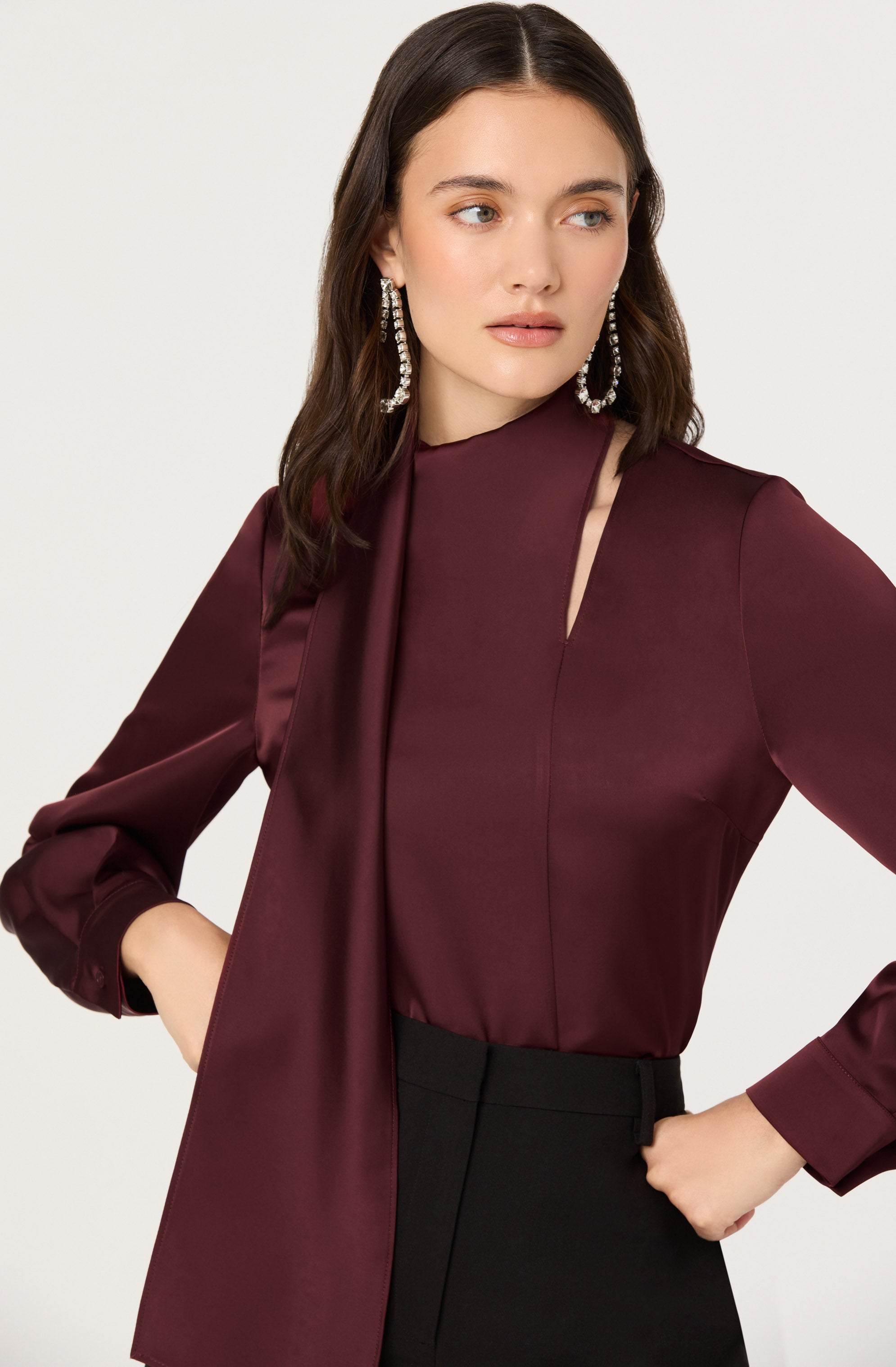 Felisita Satin Cutout Scarf Top