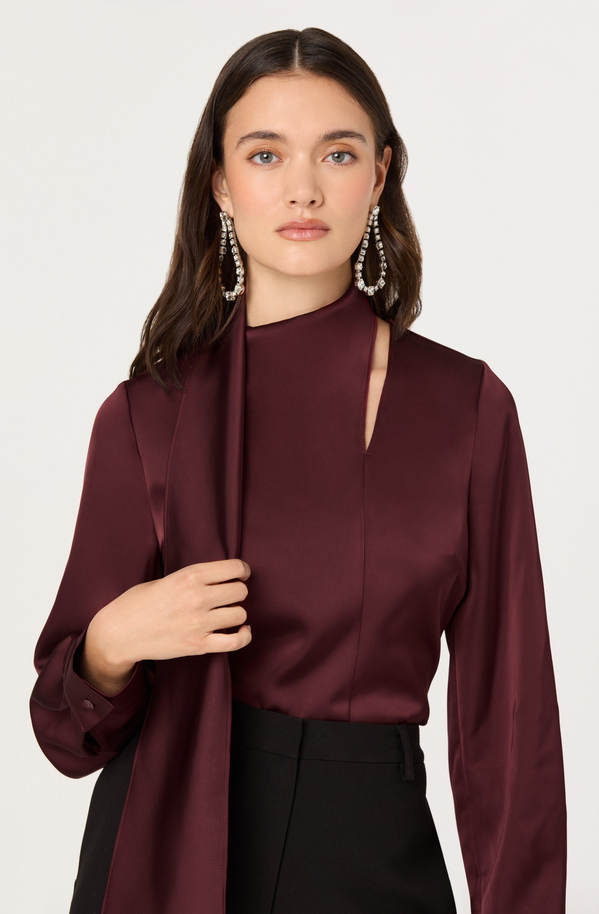 Felisita Satin Cutout Scarf Top