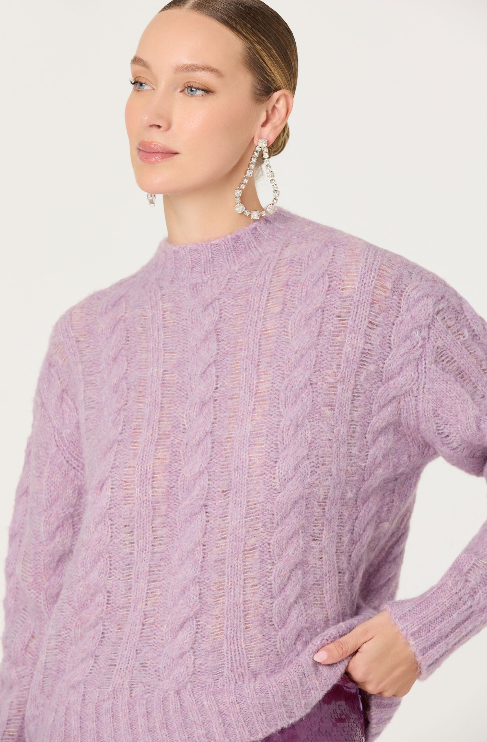 Violetta Cable Knit Crewneck Sweater