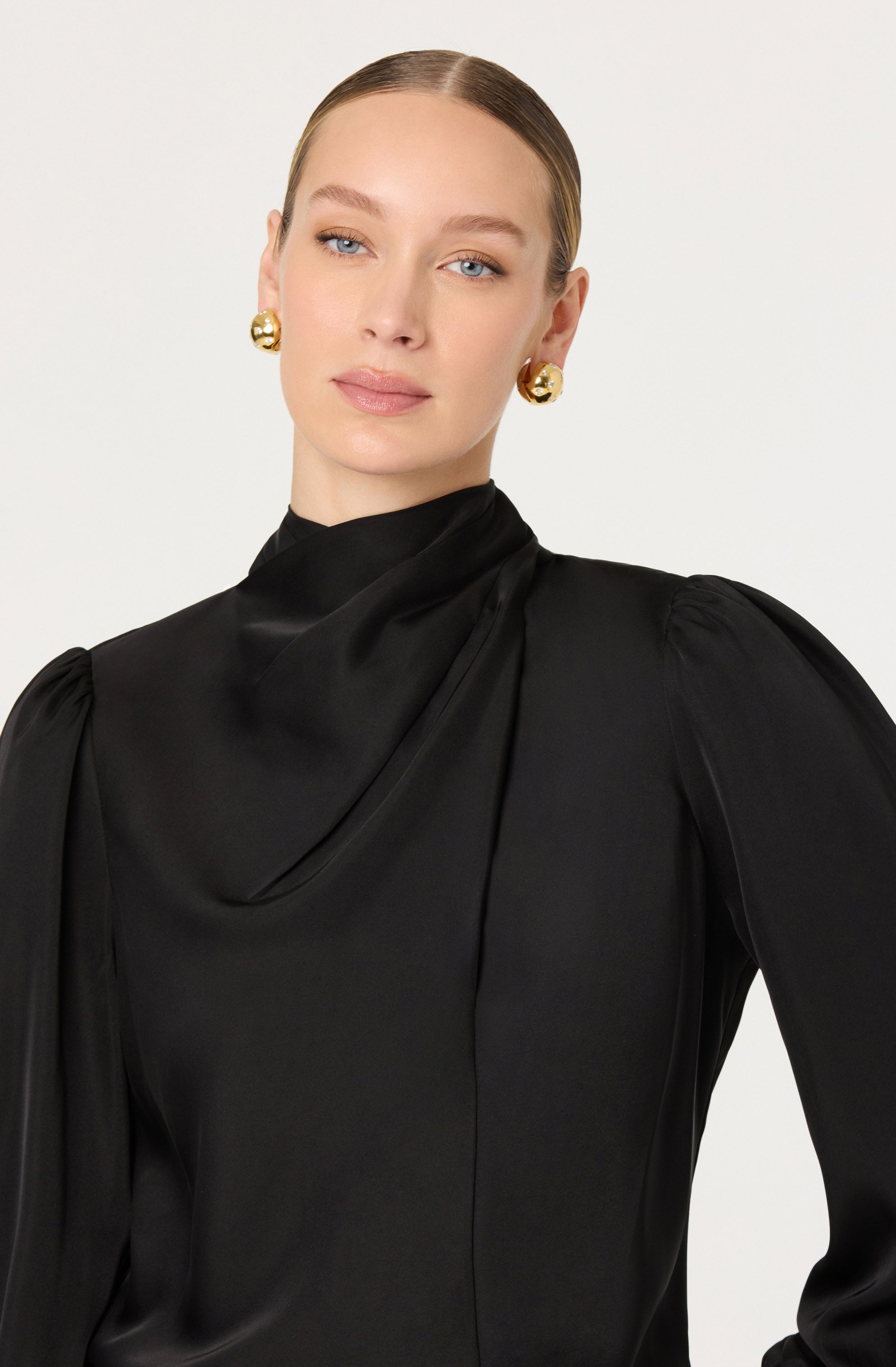 Ivonne High-Neck Satin Top