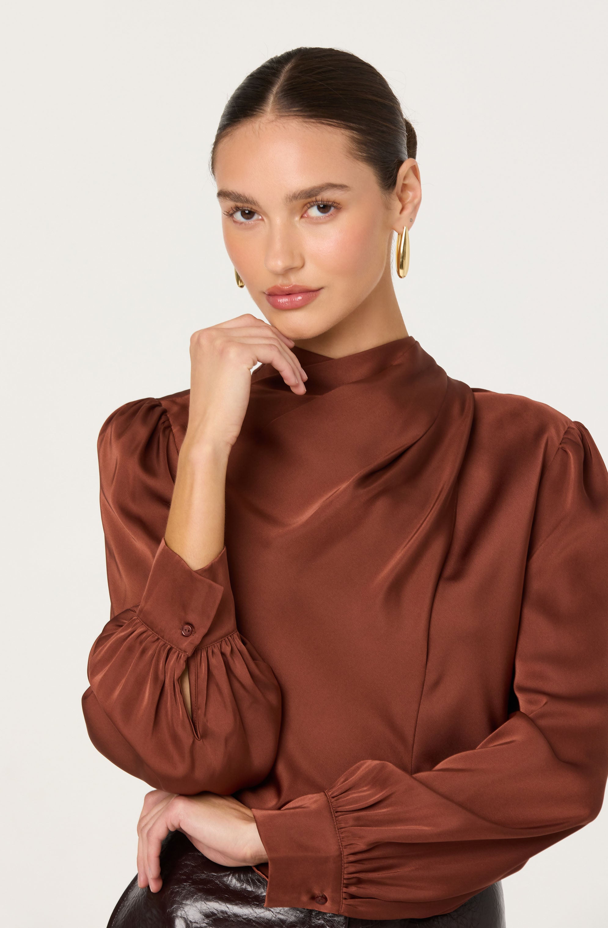 Ivonne High-Neck Satin Top